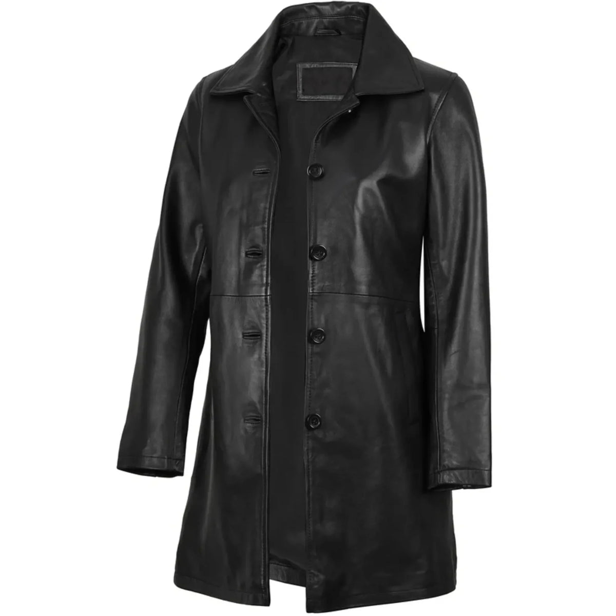 Sowachi Winella - Women's Black 3/4 Length Leather Car Coat
