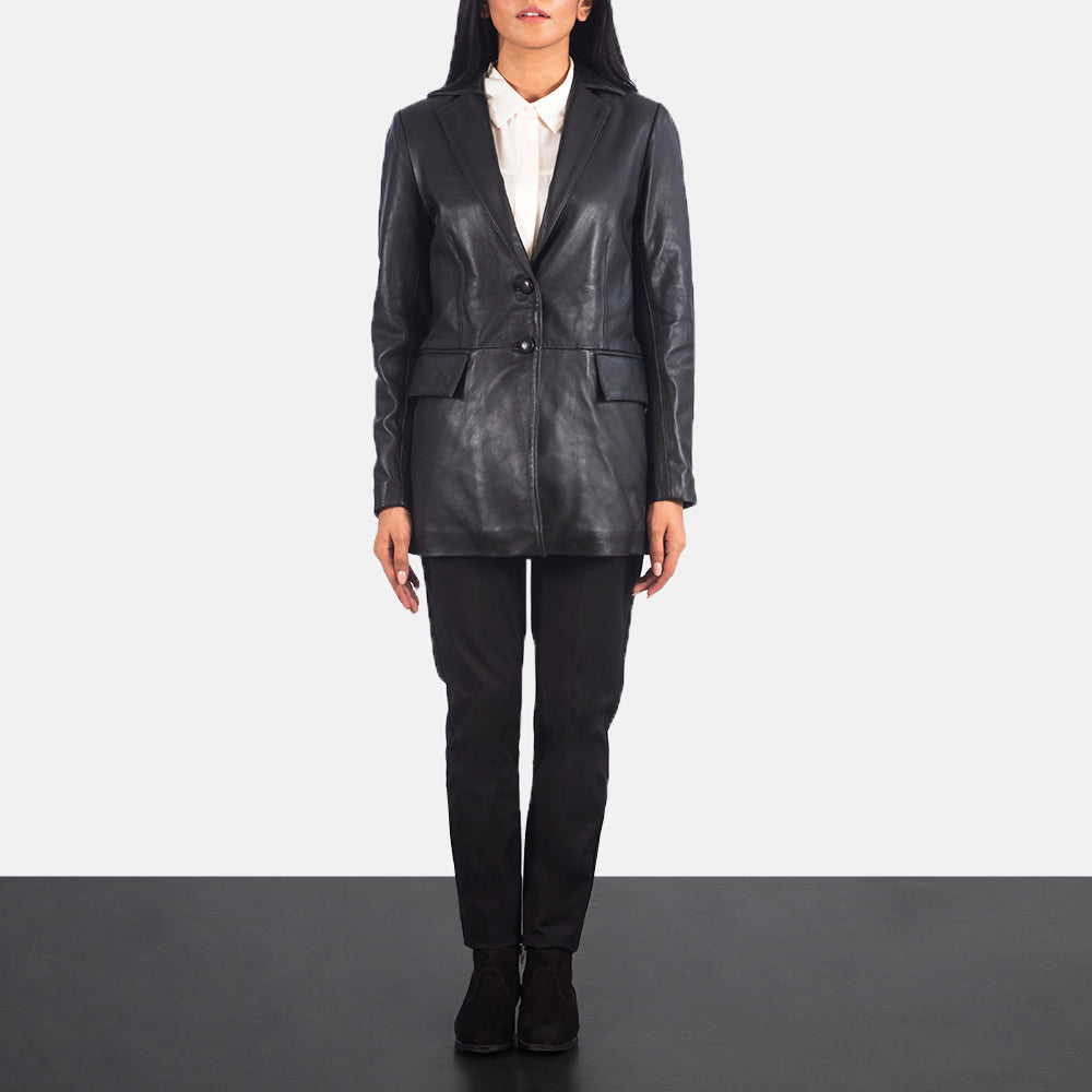 Sowachi Marilyn Black Leather Blazer