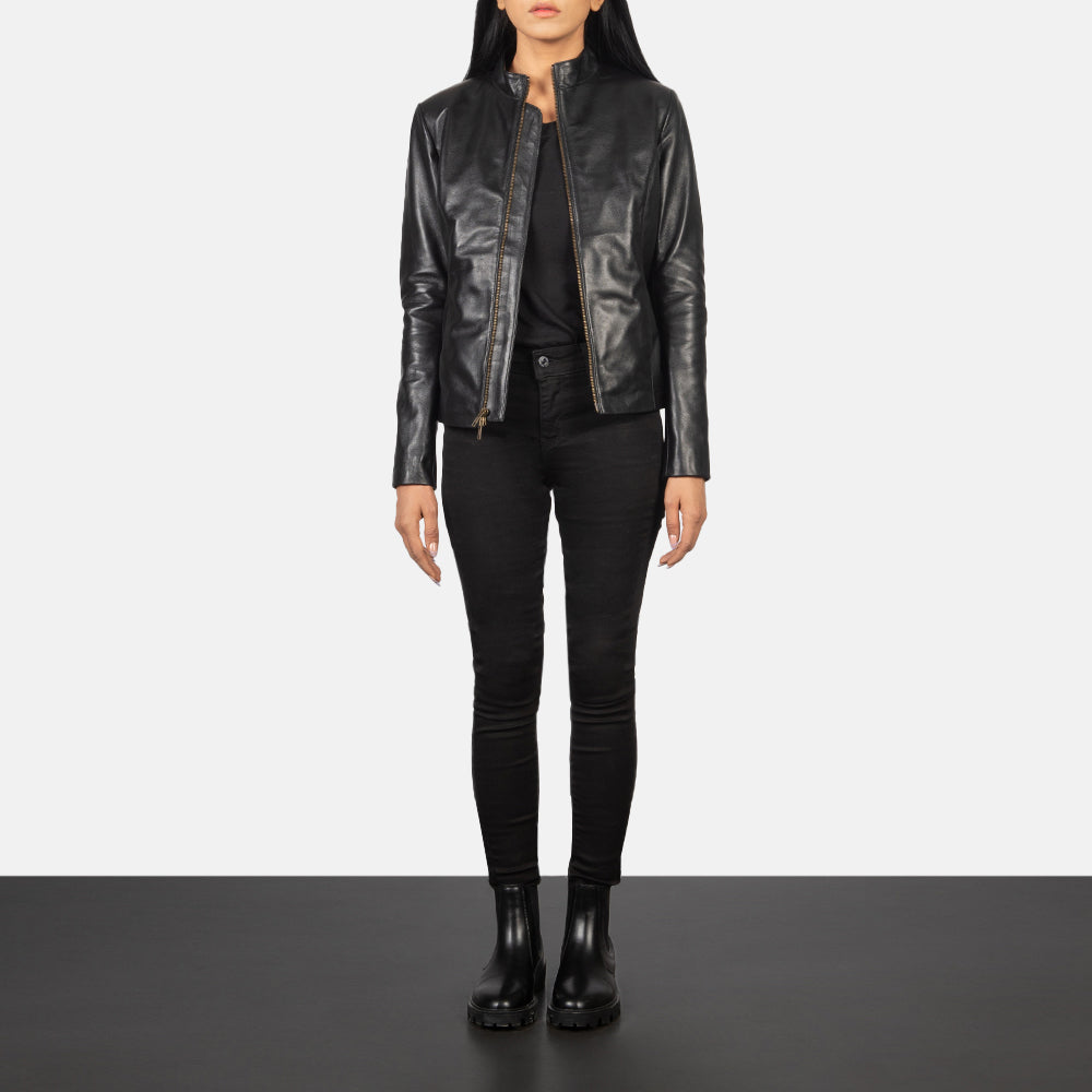 Sowachi Rumella Black Leather Biker Jacket