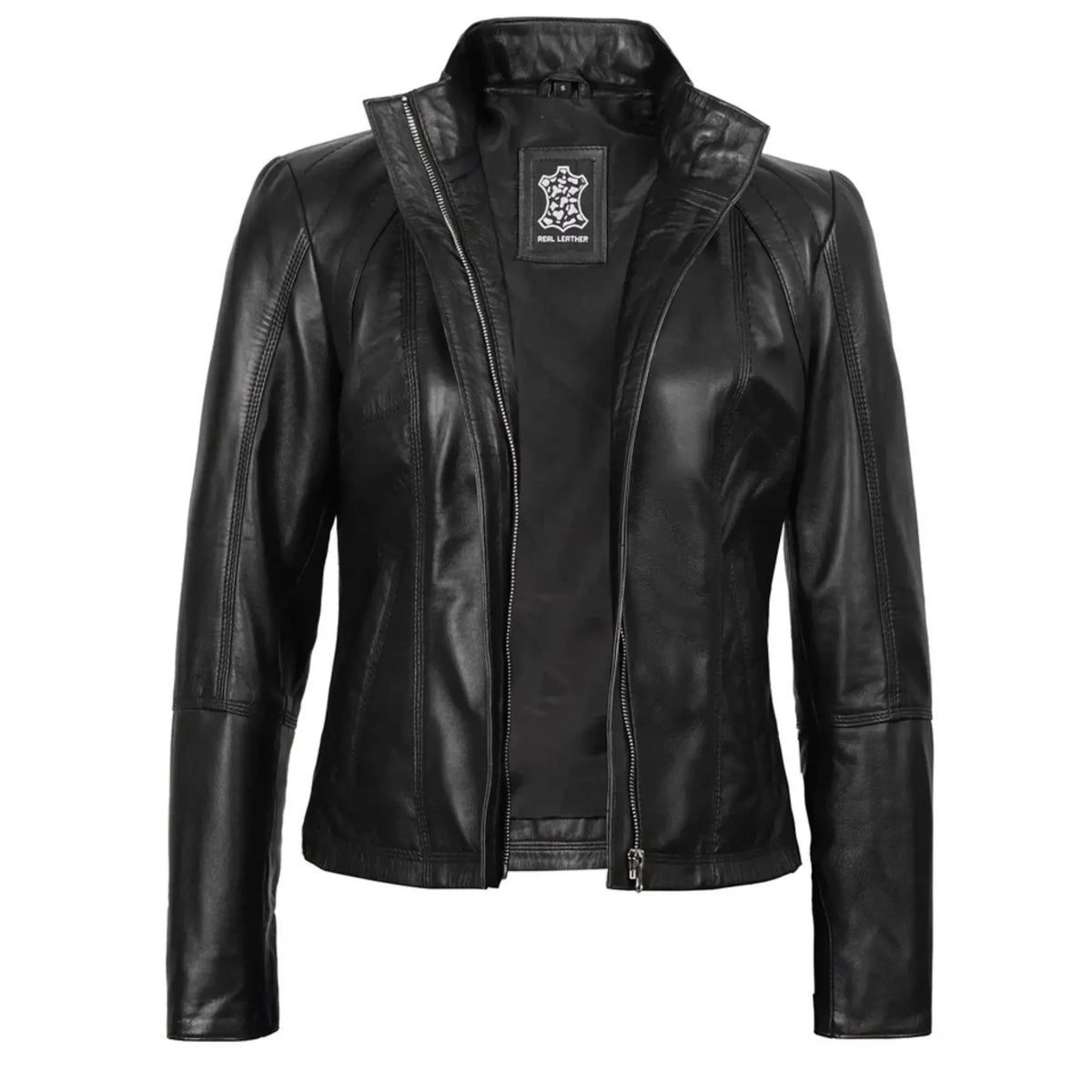 Sowachi Acerra - Women's Black Leather Biker Jacket