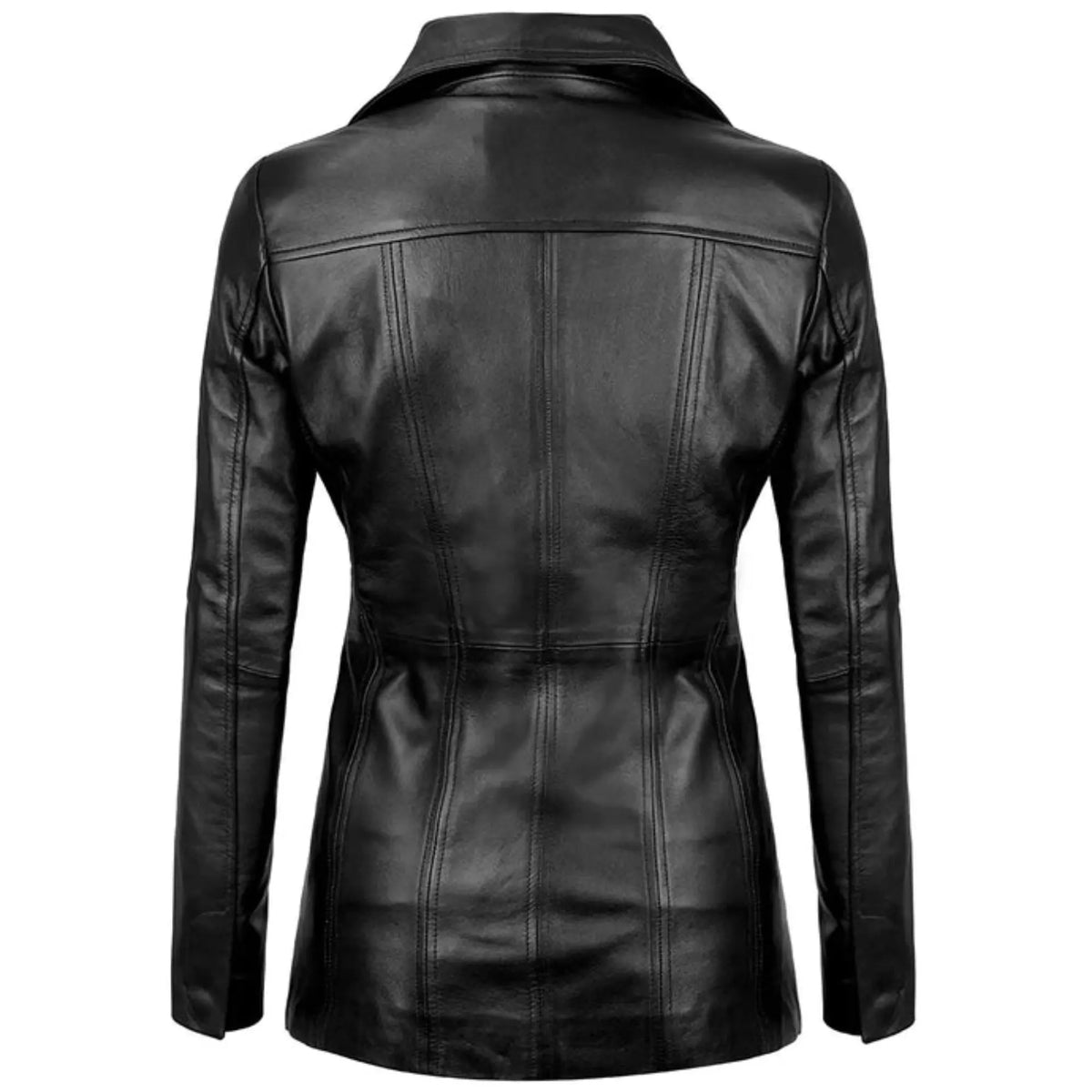 Sowachi Marvelle - Women's Black Three Button Leather Blazer
