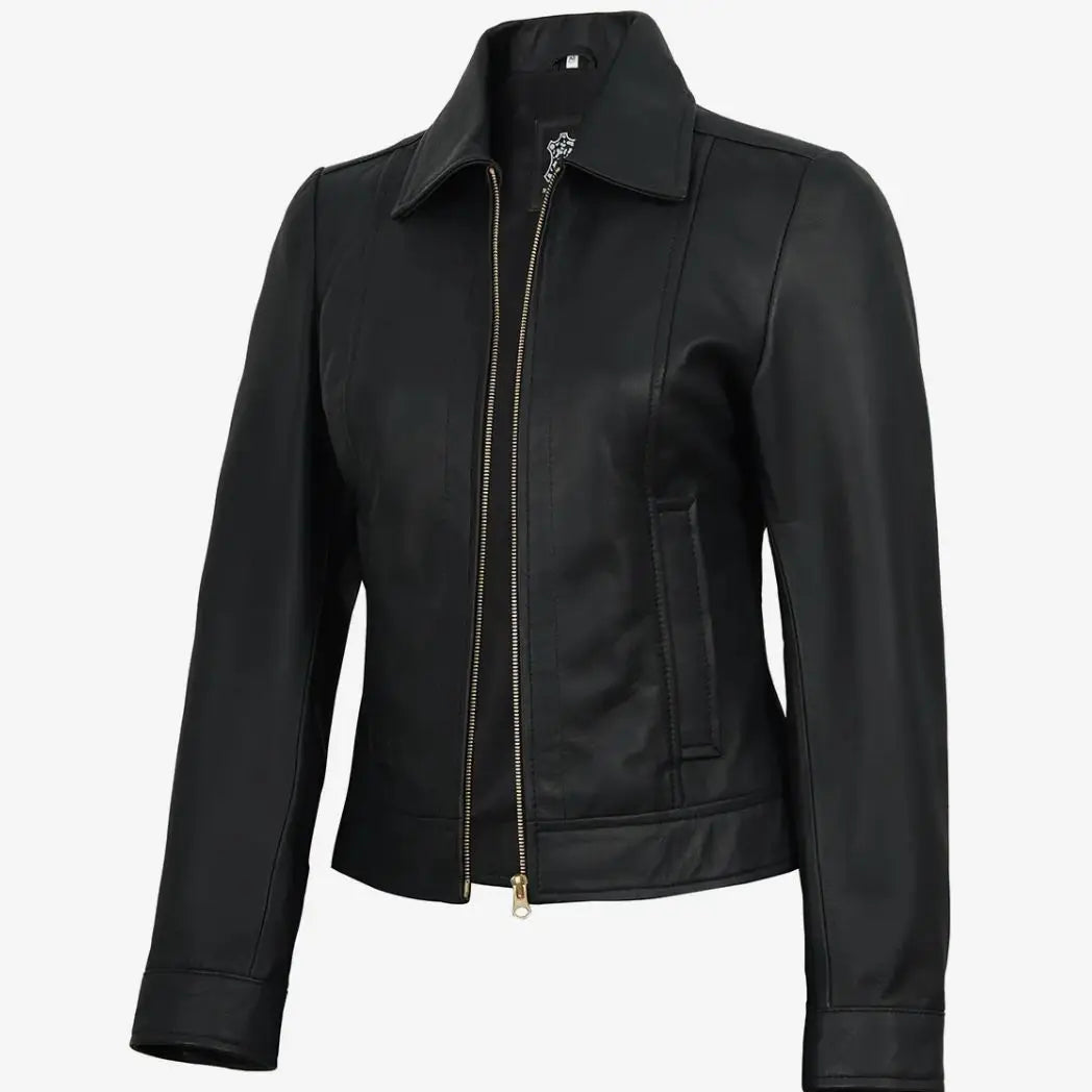 Sowachi Women's Black Real Lambskin Leather Jacket