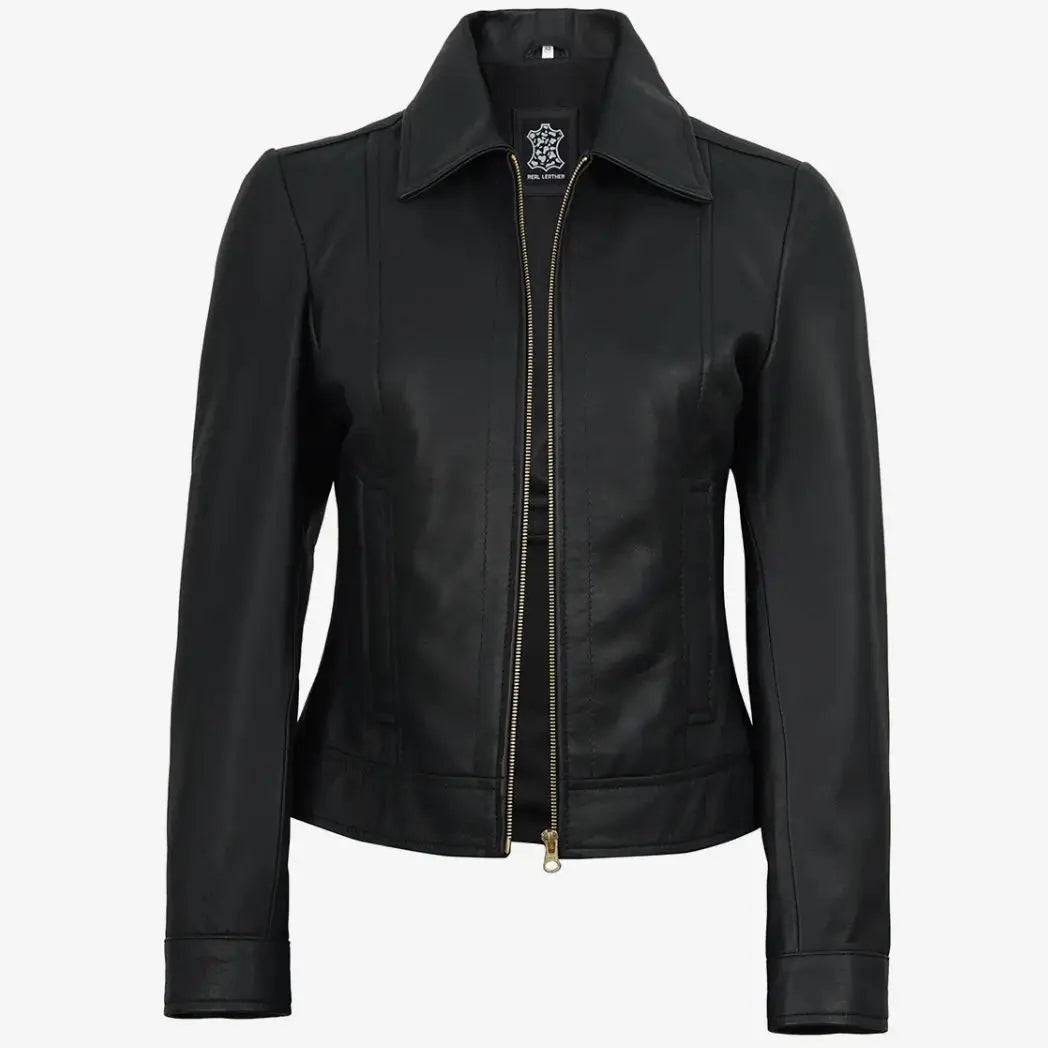Sowachi Women's Black Real Lambskin Leather Jacket