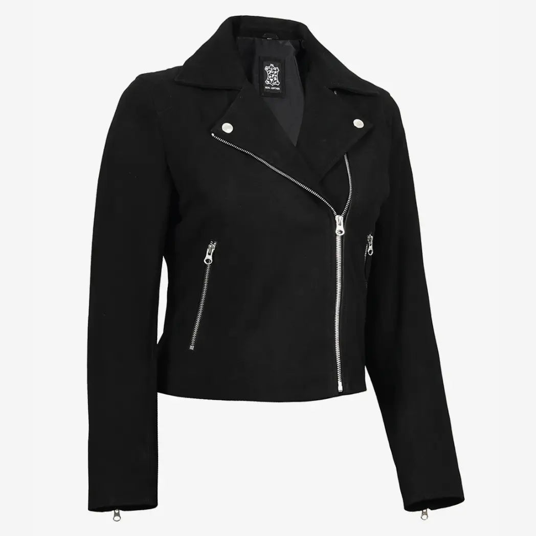 Sowachi Women's Black Real Suede Biker Style Jacket
