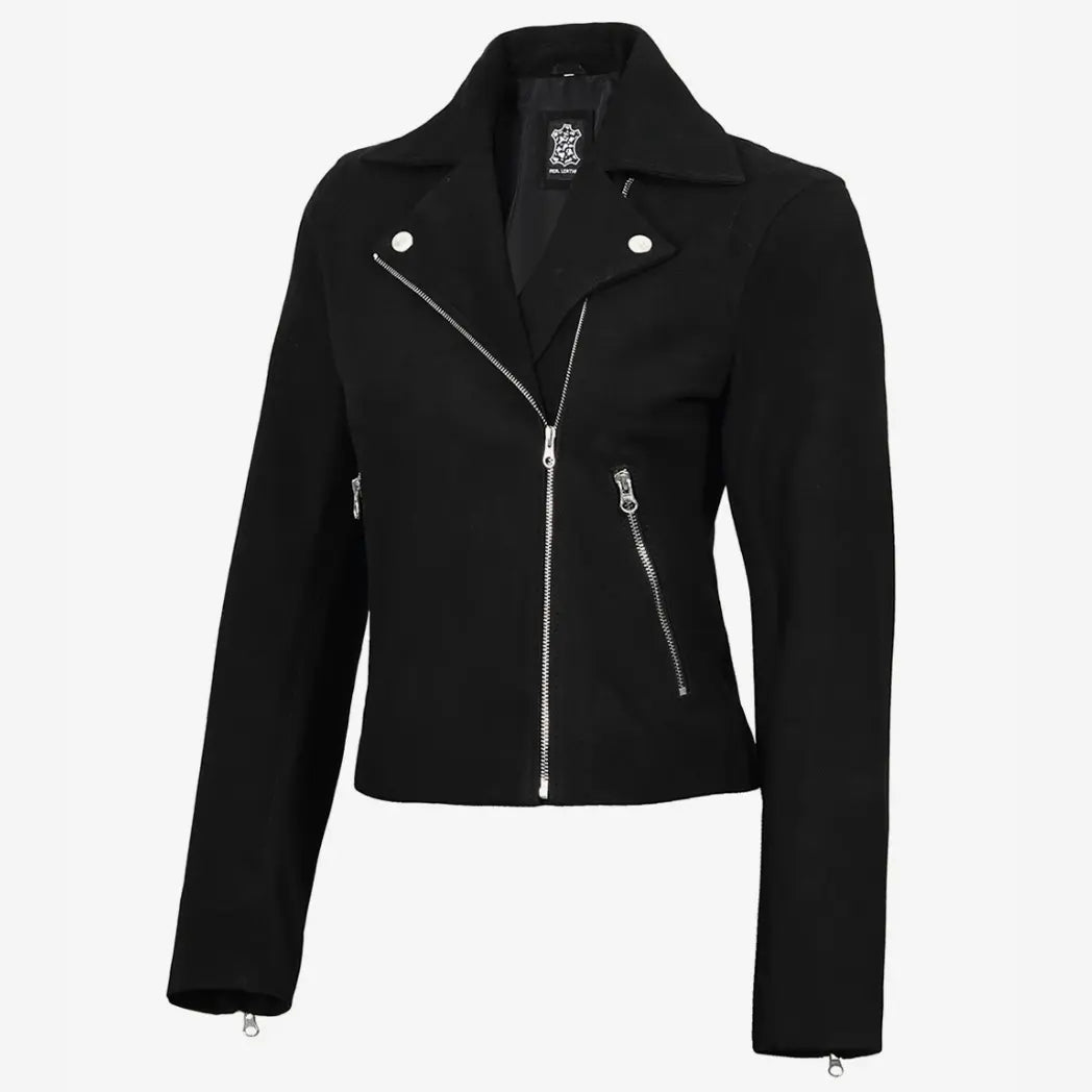 Sowachi Women's Black Real Suede Biker Style Jacket