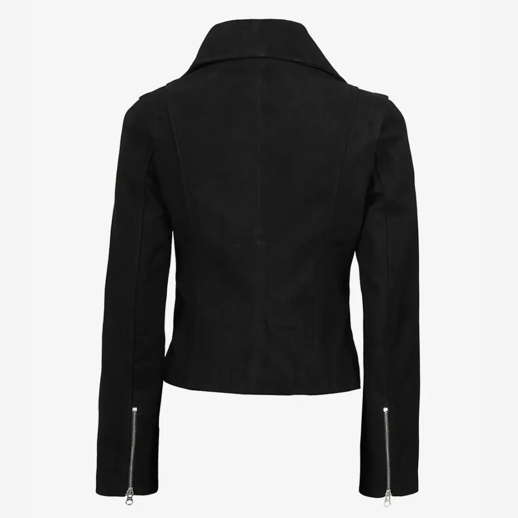Sowachi Women's Black Real Suede Biker Style Jacket