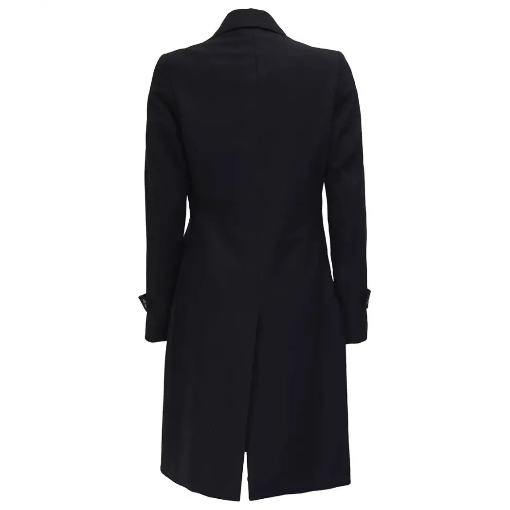 Sowachi Women’s Double-Breasted Black Wool Coat