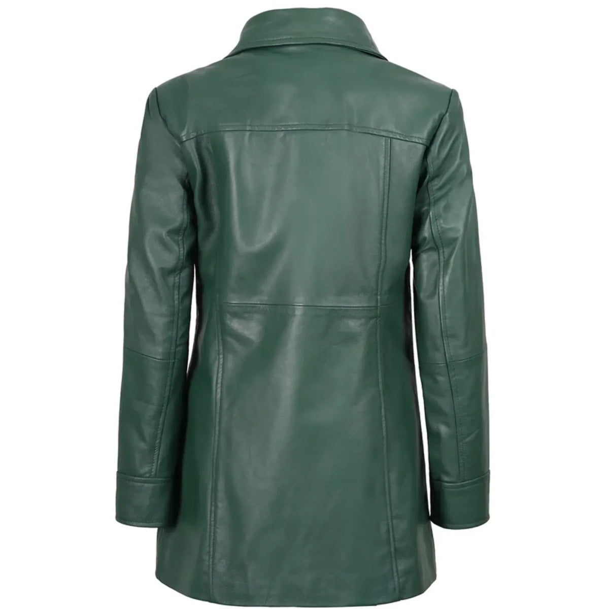 Sowachi Kandis - Women's Green 3/4 Length Leather Car Coat