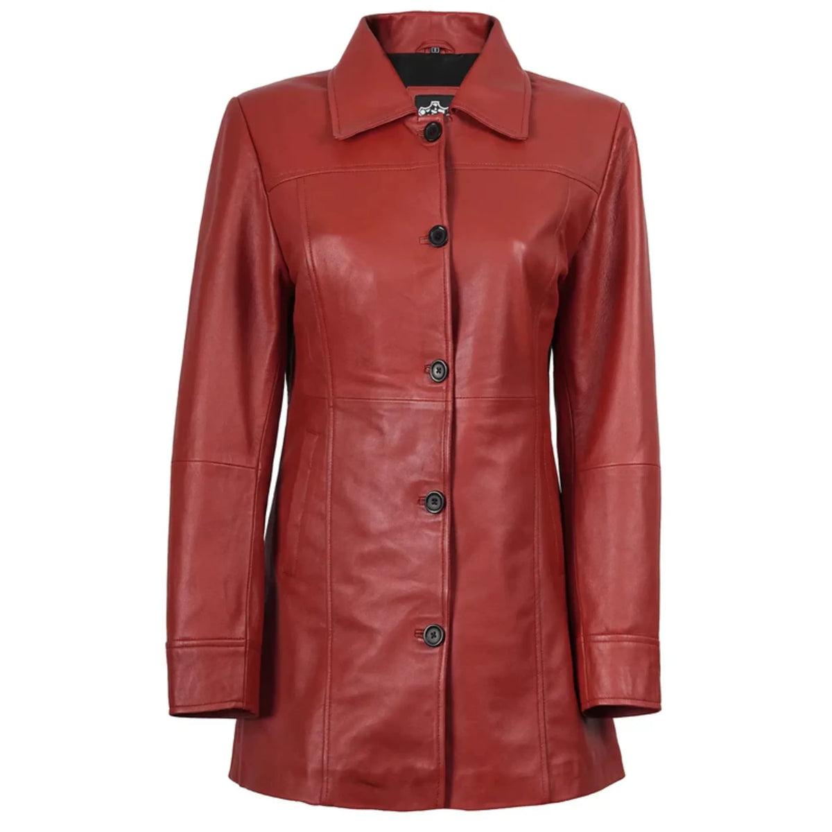 Sowachi Women's Red Real Leather Car Coat