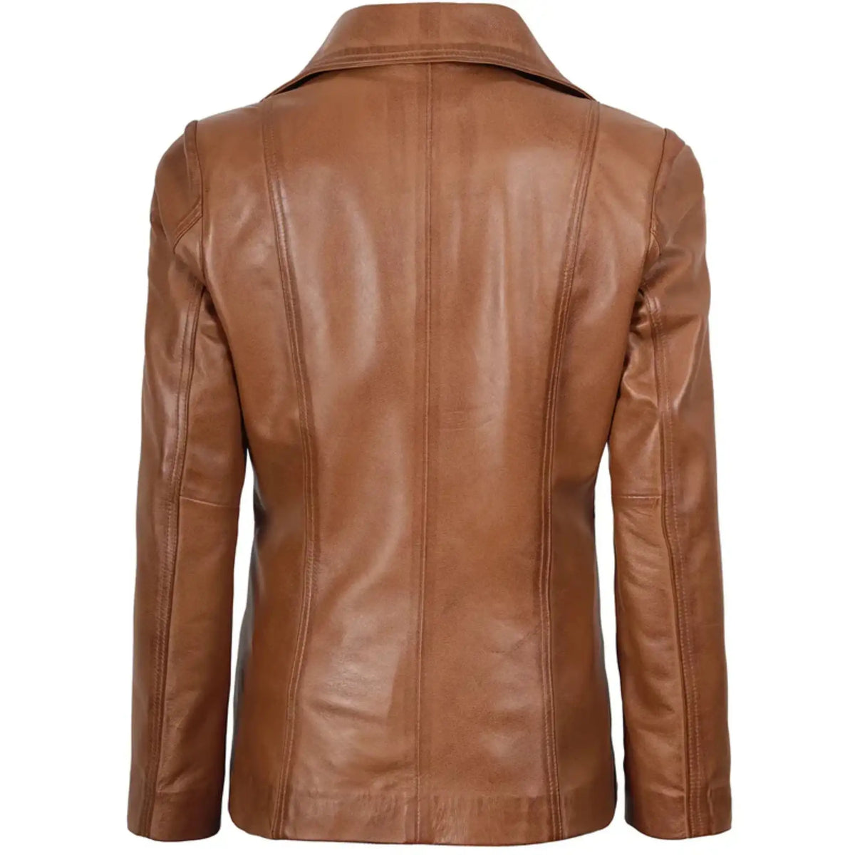 Sowachi Velisse - Women's Tan Brown Two Button Leather Blazer
