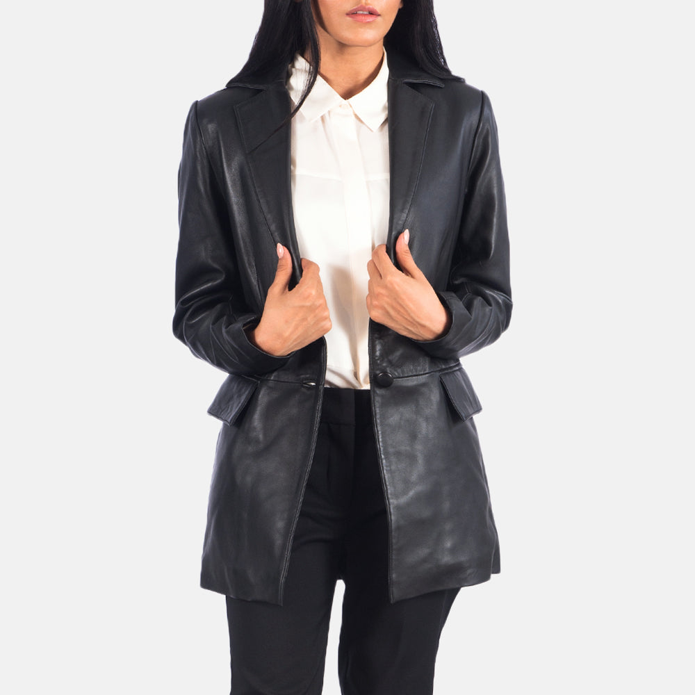 Sowachi Marilyn Black Leather Blazer