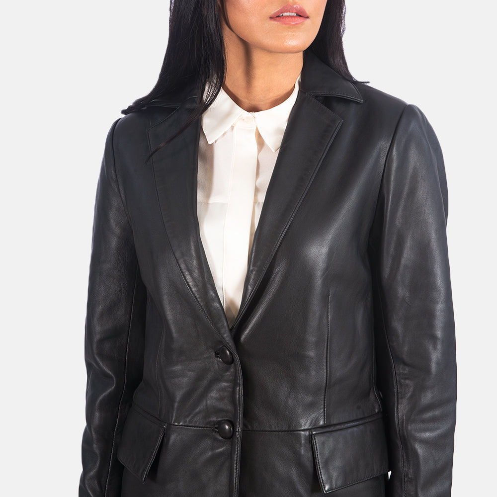 Sowachi Marilyn Black Leather Blazer