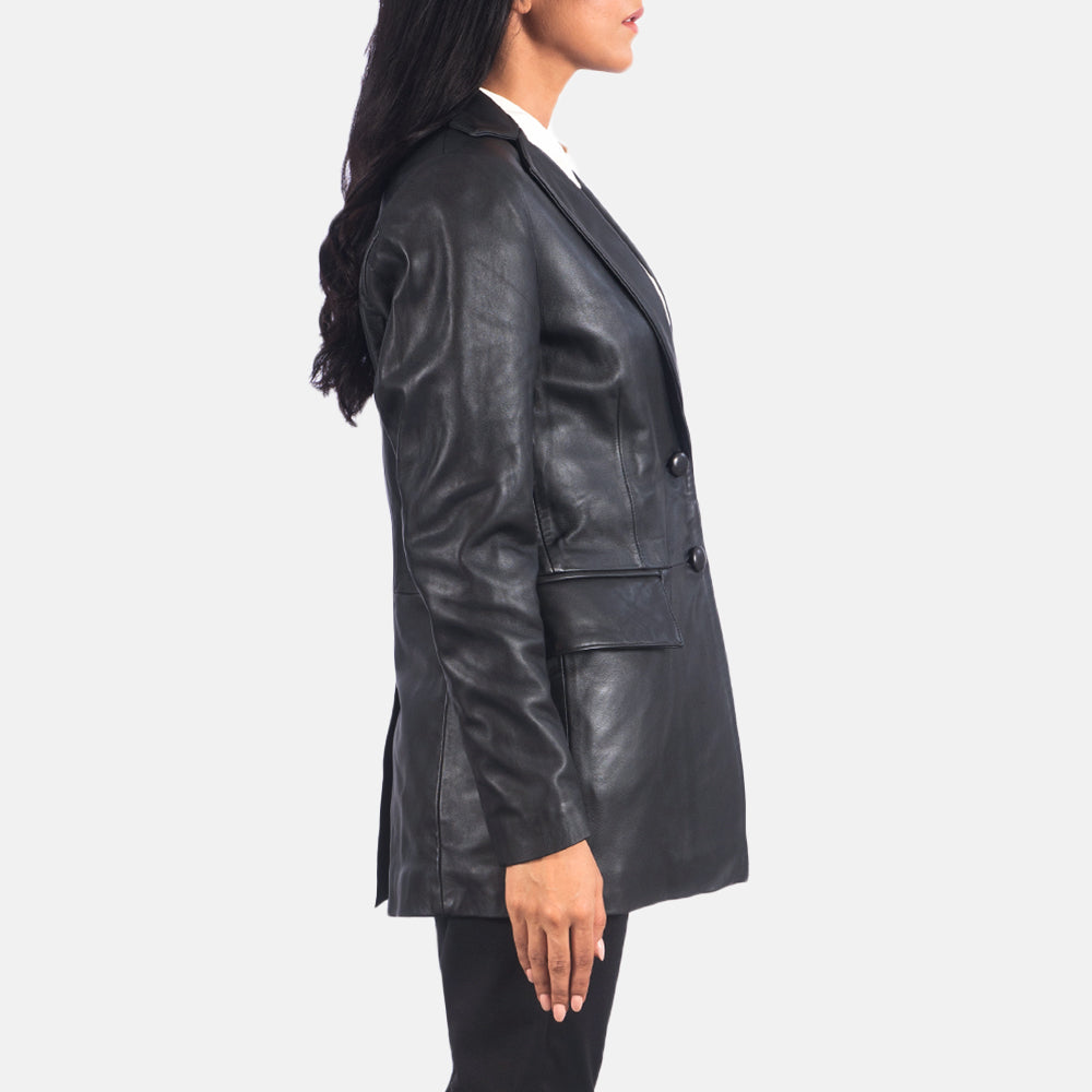 Sowachi Marilyn Black Leather Blazer