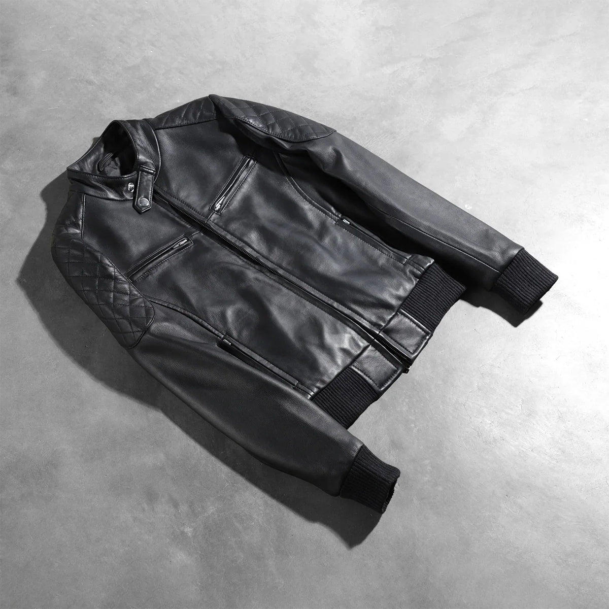Sowachi Zenna Black Leather Bomber Jacket