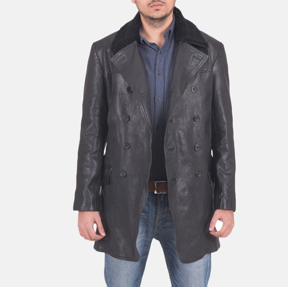 Sowachi Pierce Shearling Black Leather Jacket