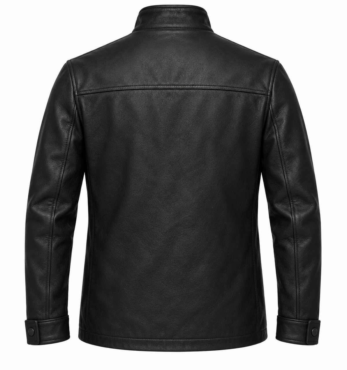 Men’s Black Sheepskin Leather Four-Pocket Field Jacket — J007