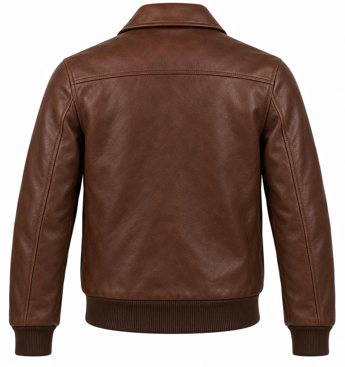 Men’s Brown Sheepskin Leather Buckle-Throat Aviator Jacket — J033