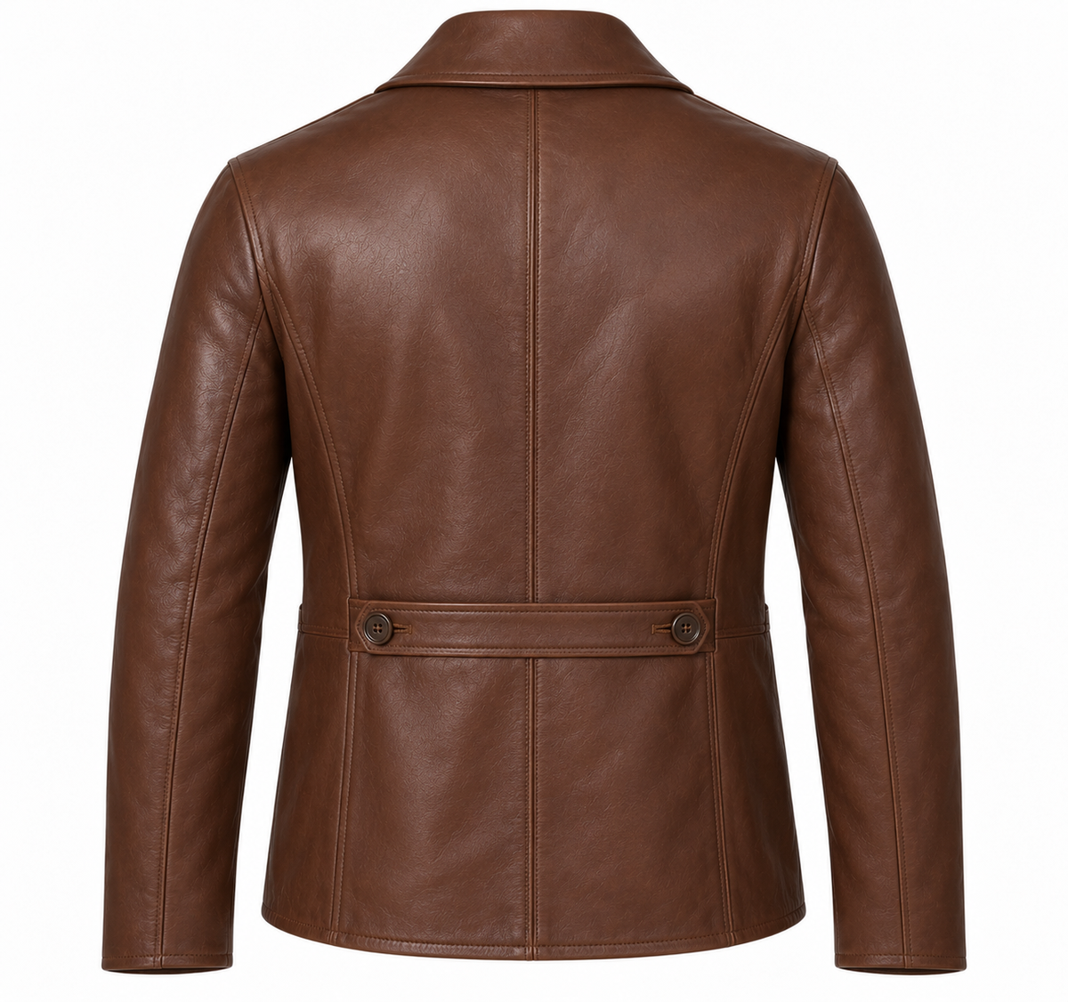 Men’s Brown Sheepskin Leather Shawl-Collar Button Jacket — J044