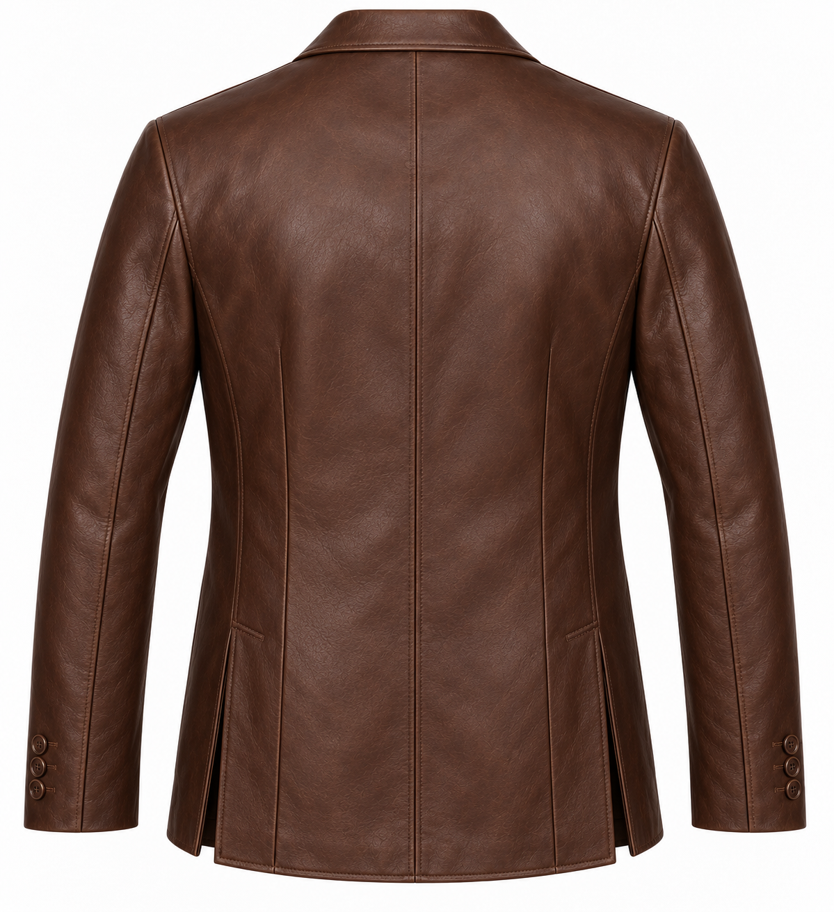 Men’s Brown Sheepskin Leather Three-Button Patch Blazer Jacket — J045
