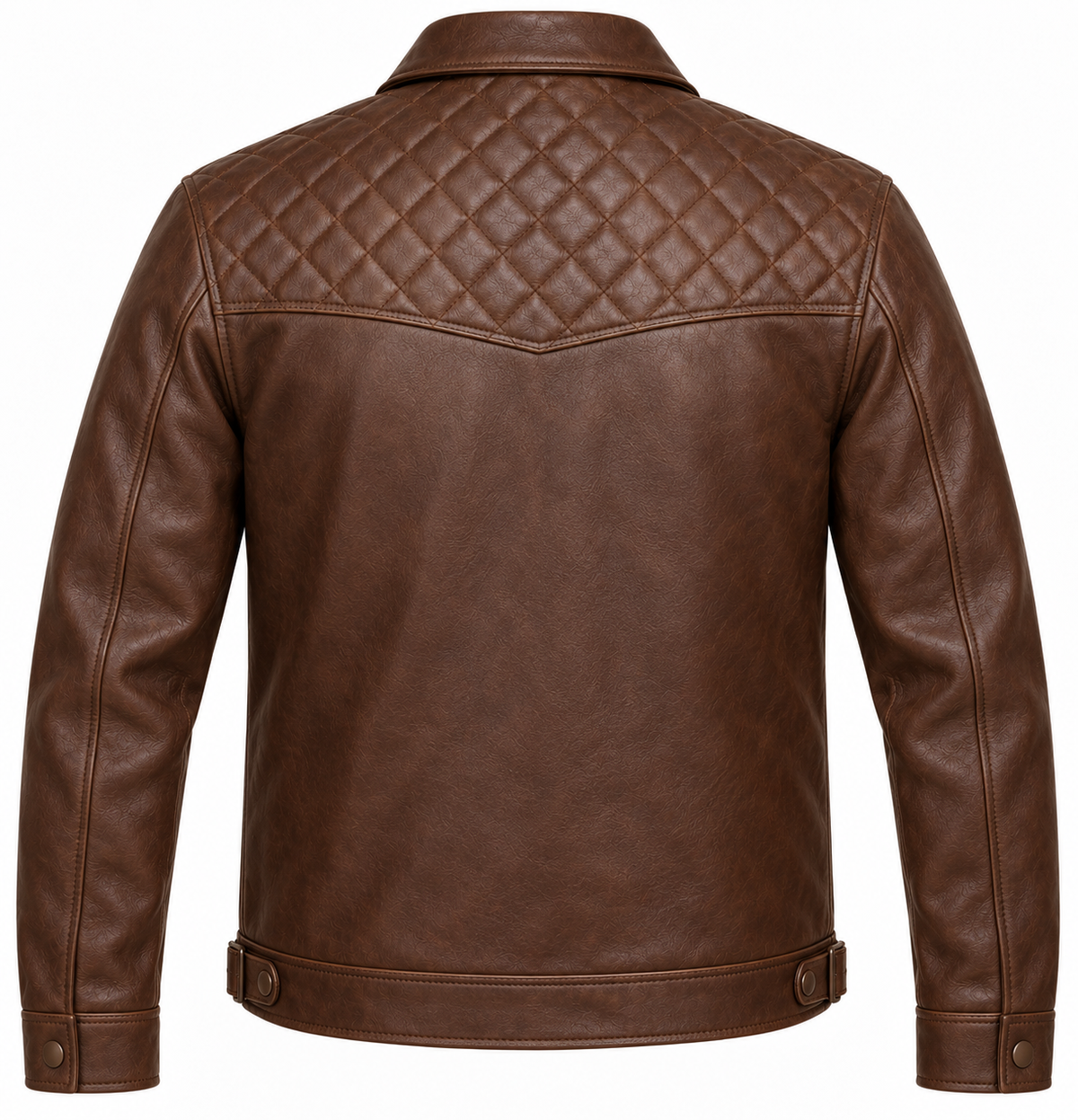 Men’s Brown Sheepskin Leather Diamond-Yoke Ranch Jacket — J047