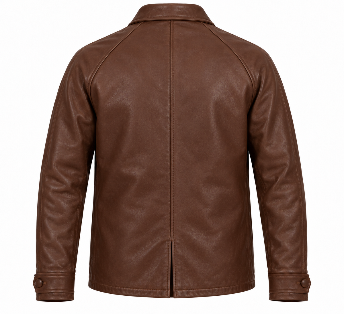 Men’s Brown Sheepskin Leather Raglan Button Car Jacket — J053