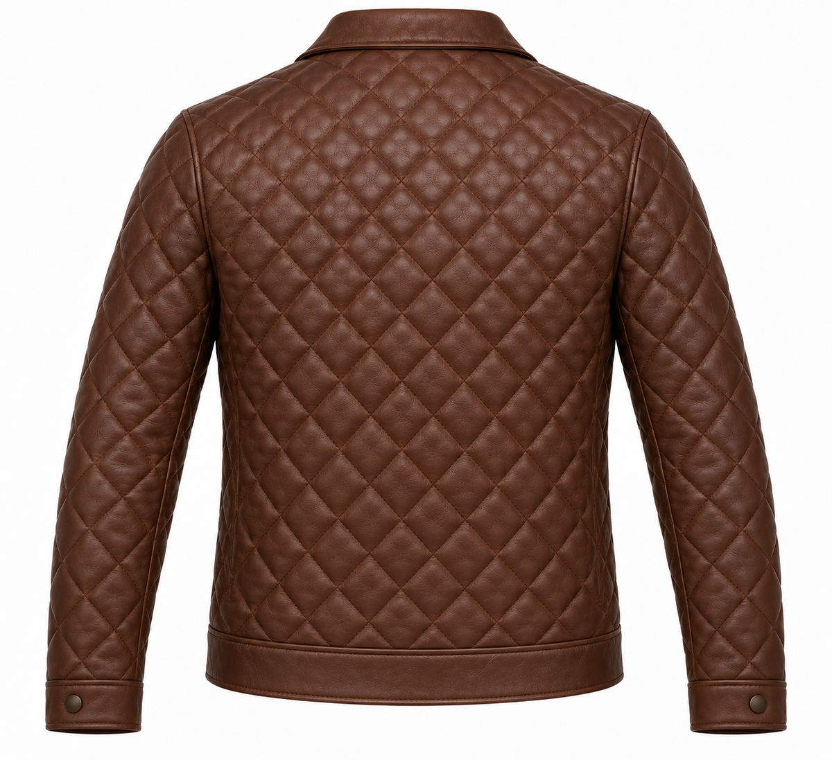 Men’s Brown Sheepskin Leather Cross-Quilt Moto Jacket — J058