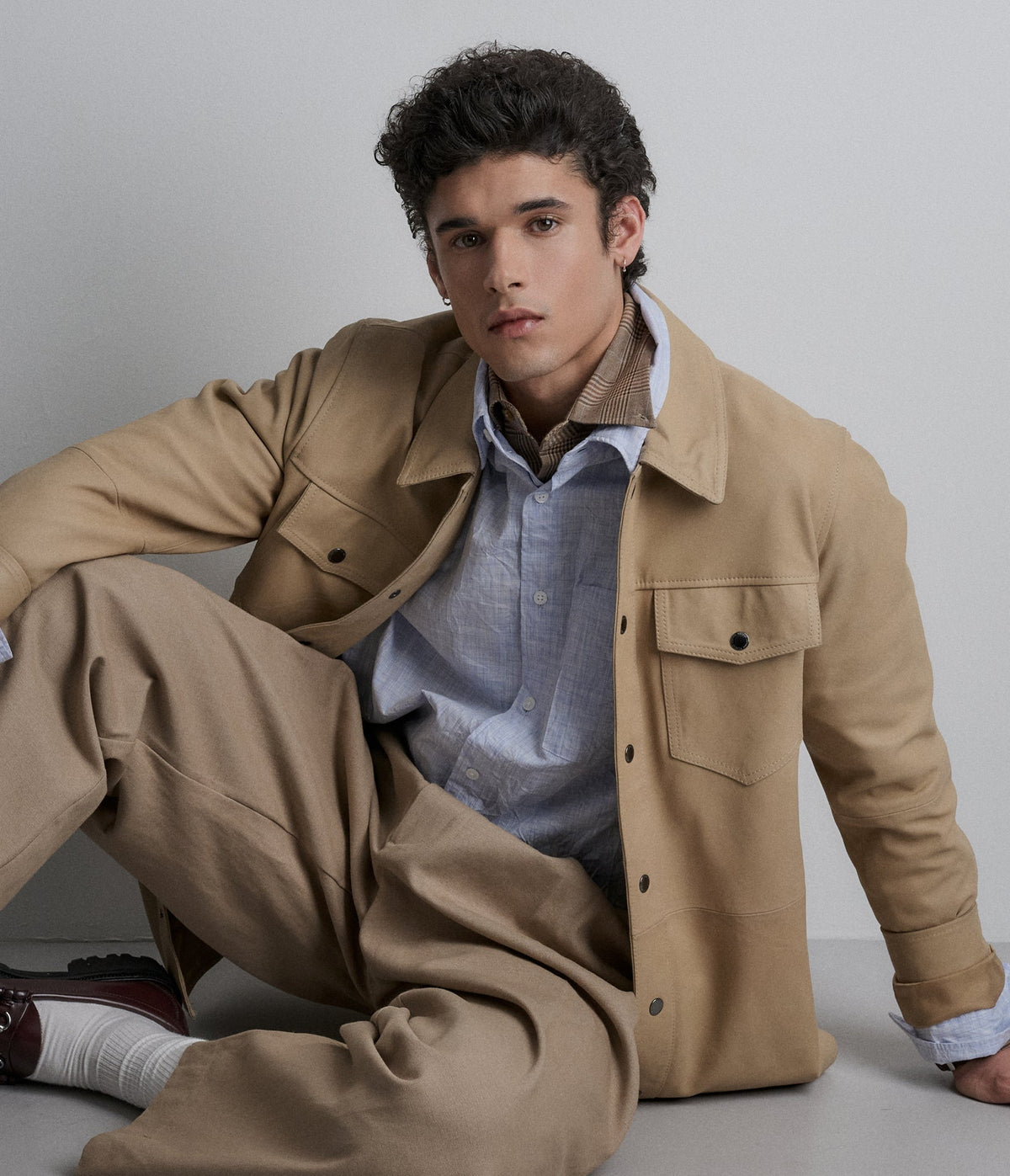 Wren Lightweight Leather Snap Front Shirt Jacket