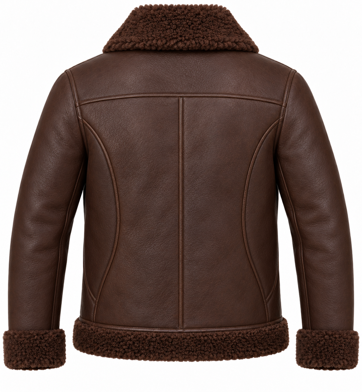 Men’s Brown Sheepskin Shearling Curved-Panel Heritage B-3 Aviator Jacket — SH005
