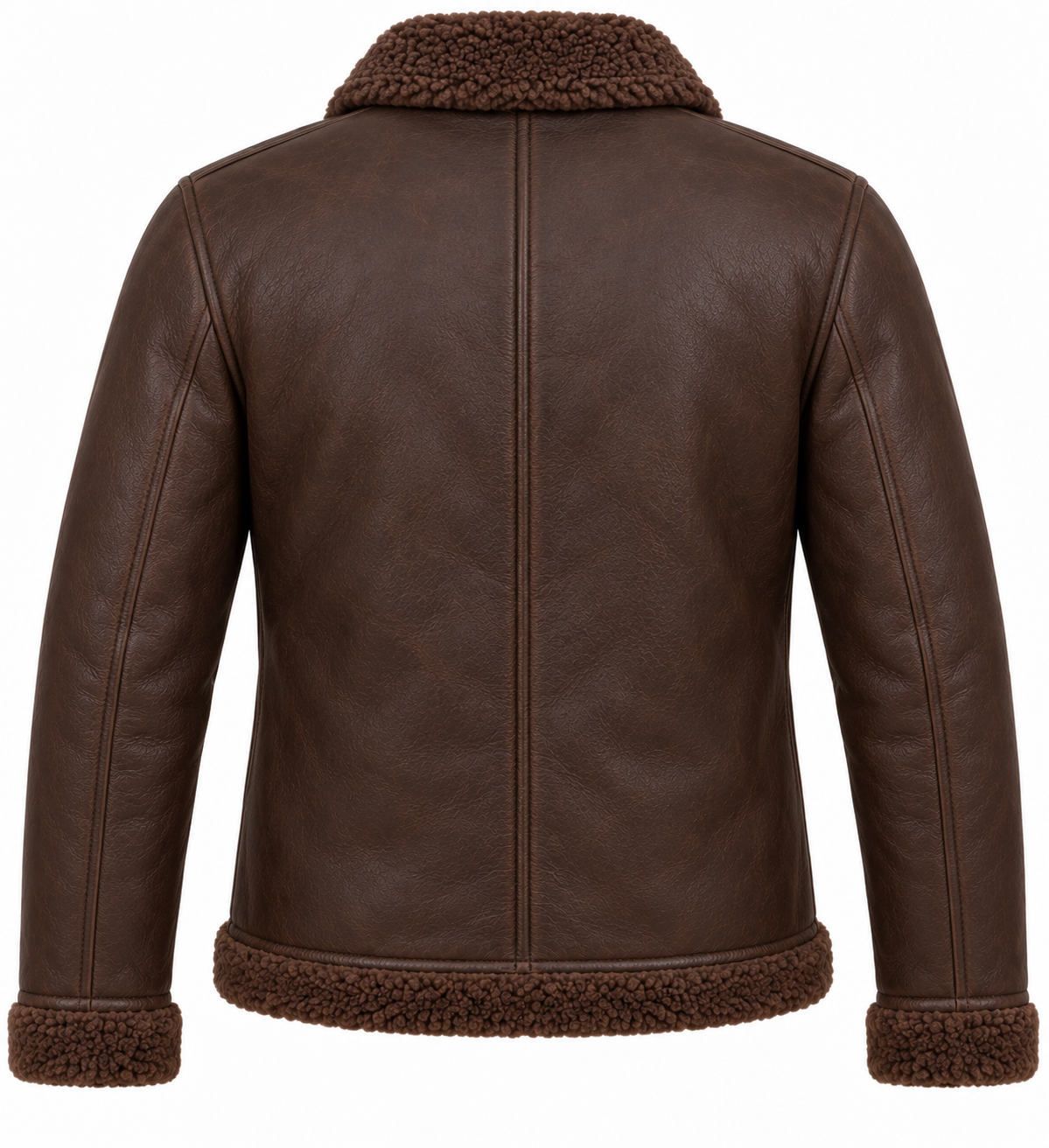 Men’s Brown Sheepskin Shearling Twin-Zip Streamlined B-6 Flyer Jacket — SH012
