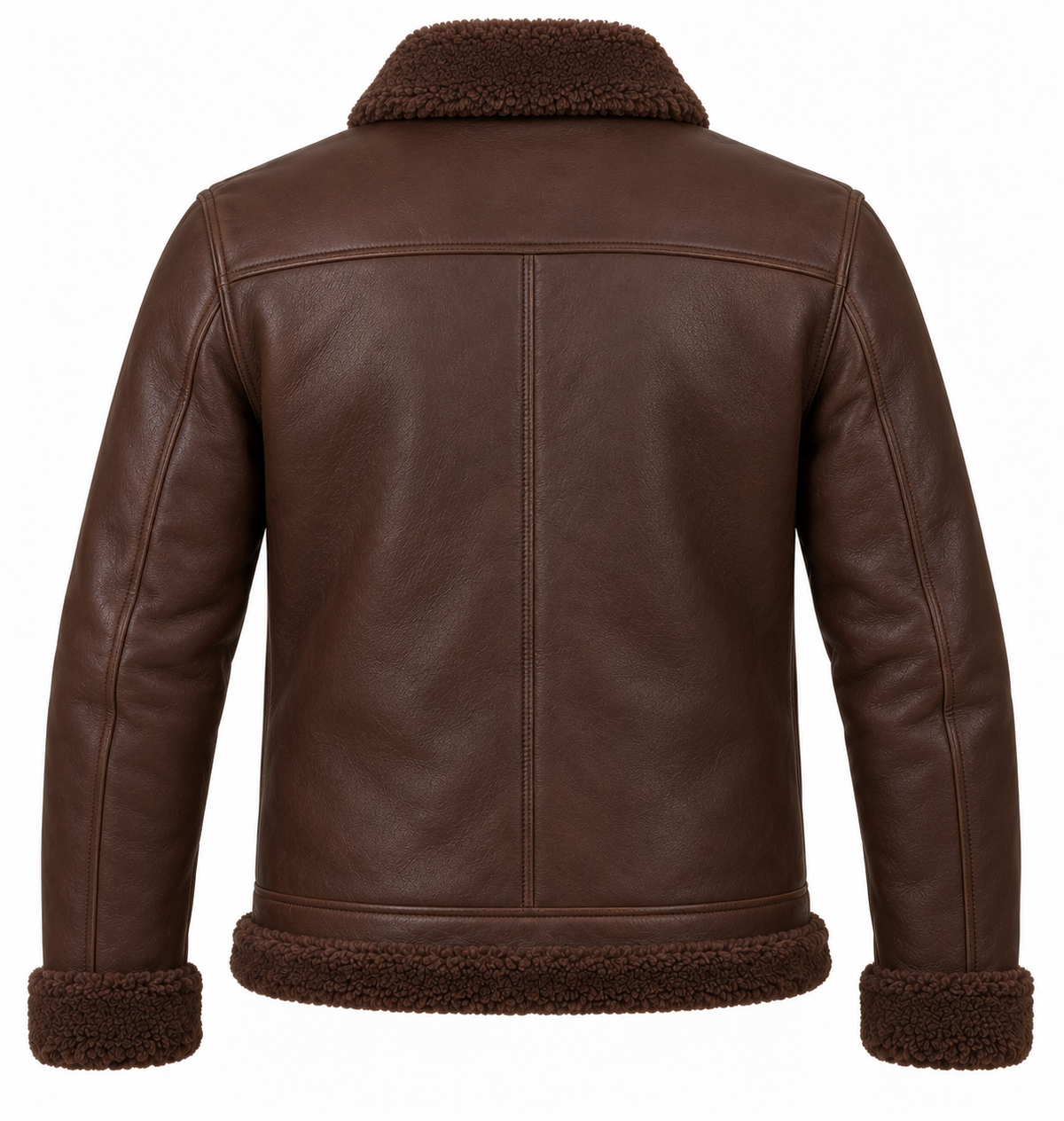 Men’s Brown Sheepskin Shearling Patch-Pocket Streamlined B-6 Flyer Jacket — SH014