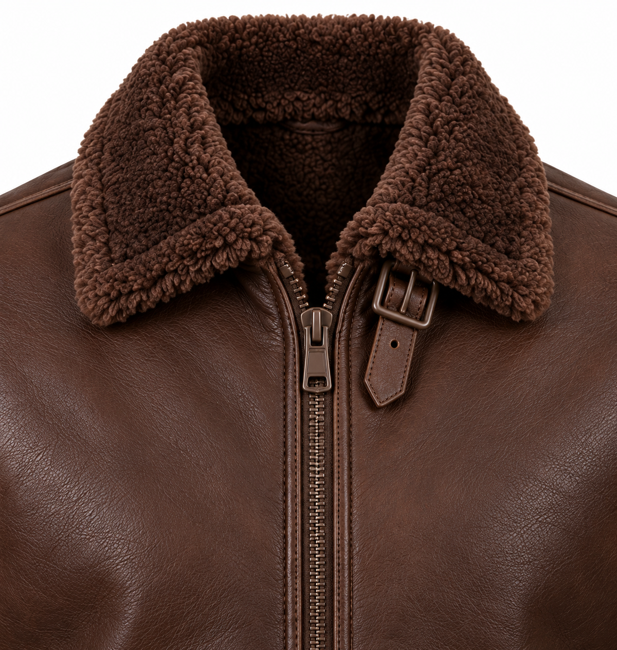 Men’s Brown Sheepskin Shearling Patch-Pocket Streamlined B-6 Flyer Jacket — SH014