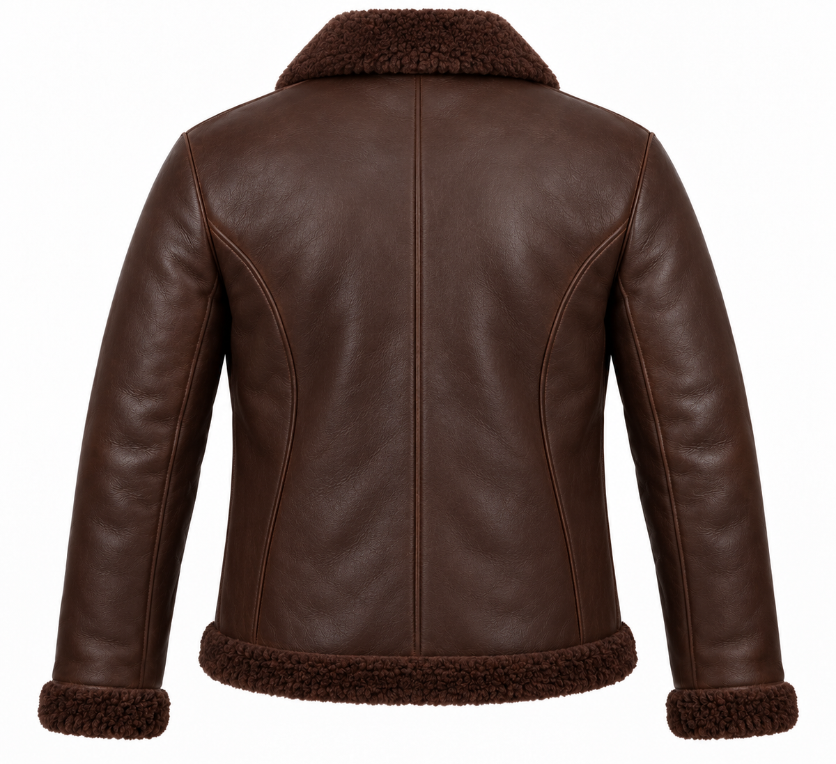 Men’s Brown Sheepskin Shearling Curved-Panel Streamlined B-6 Flyer Jacket — SH015
