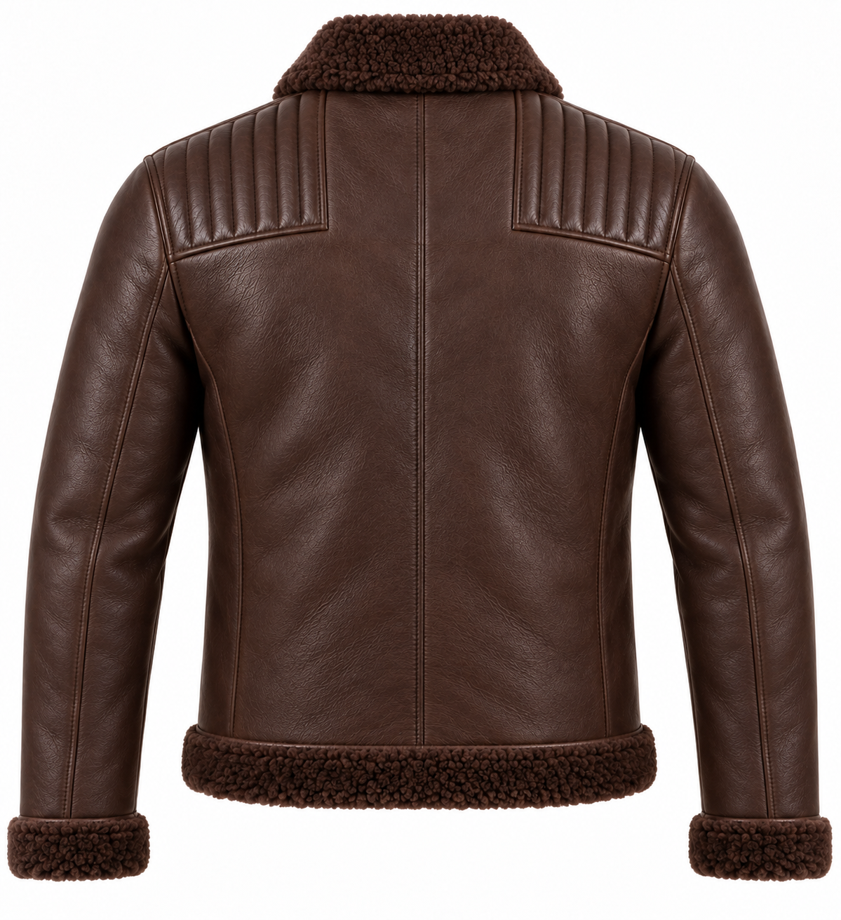 Men’s Brown Sheepskin Shearling Channel-Yoke Streamlined B-6 Flyer Jacket — SH017