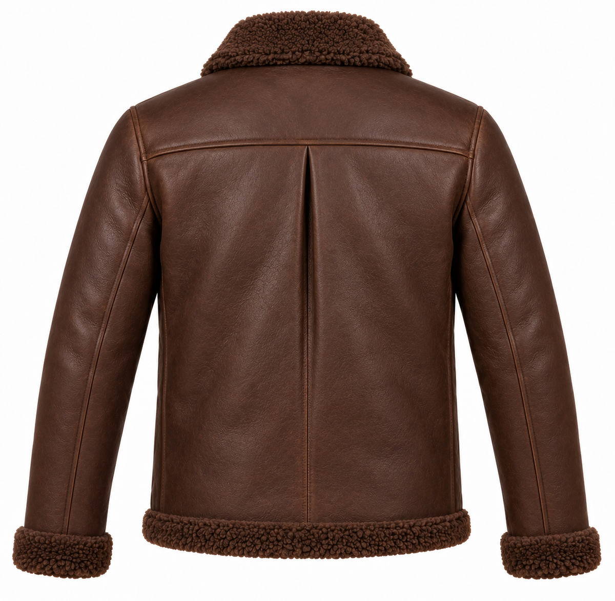Men’s Brown Sheepskin Shearling Angular-Flap Streamlined B-6 Flyer Jacket — SH019