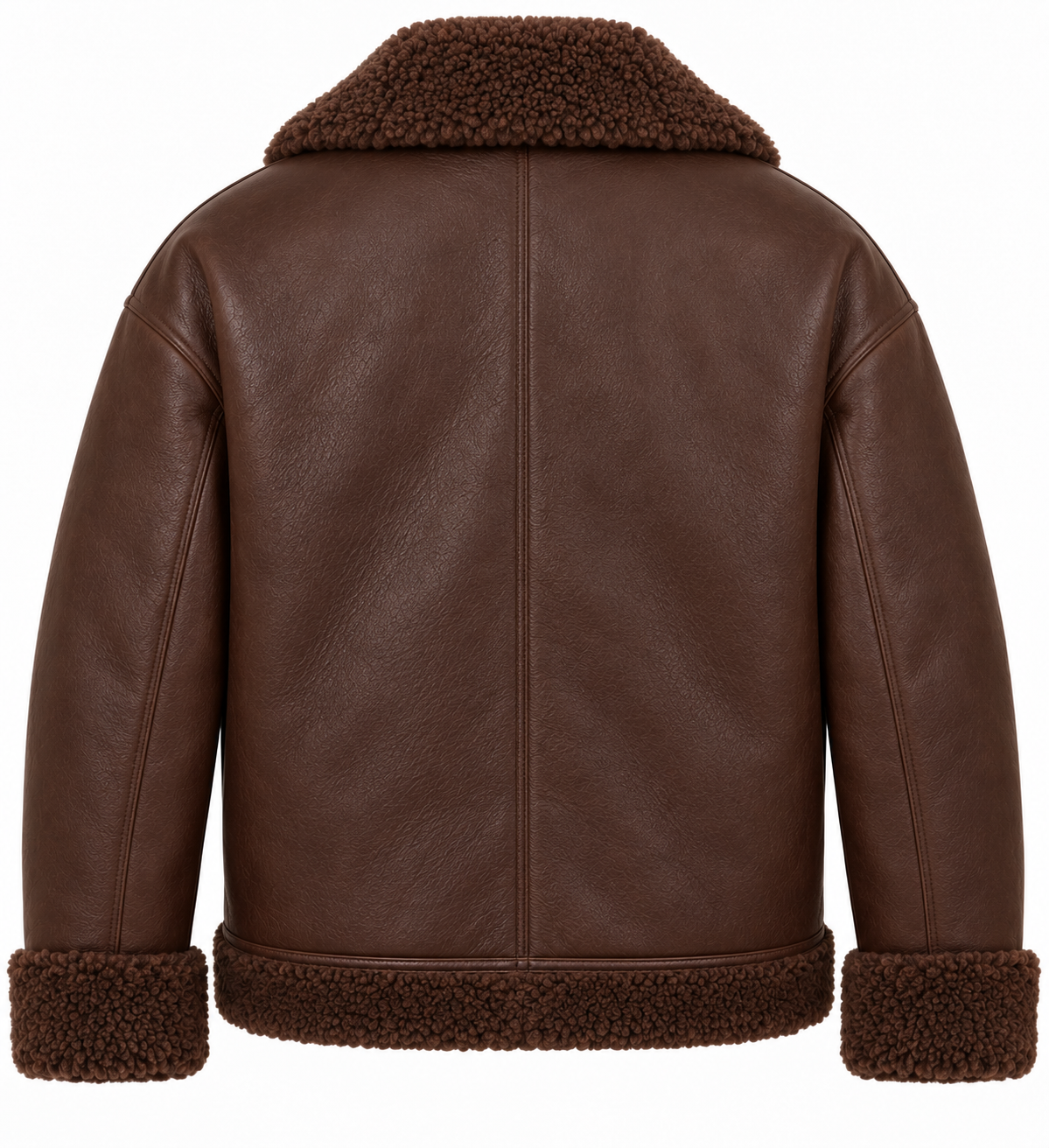 Men’s Brown Sheepskin Shearling Twin-Zip Relaxed Flight Bomber Jacket — SH022