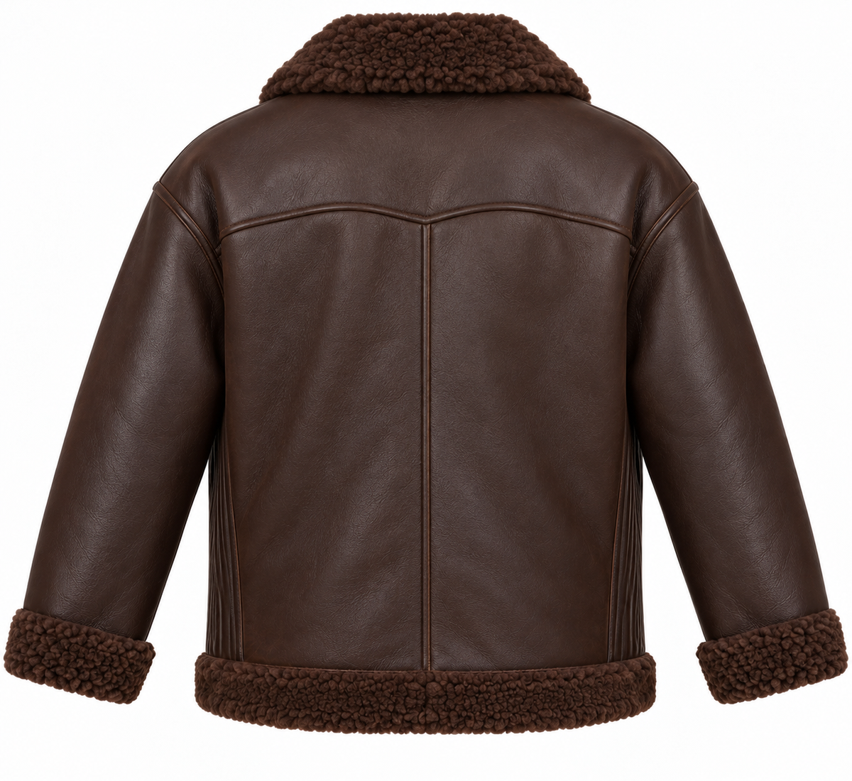 Men’s Brown Sheepskin Shearling Accordion-Side Relaxed Flight Bomber Jacket — SH030