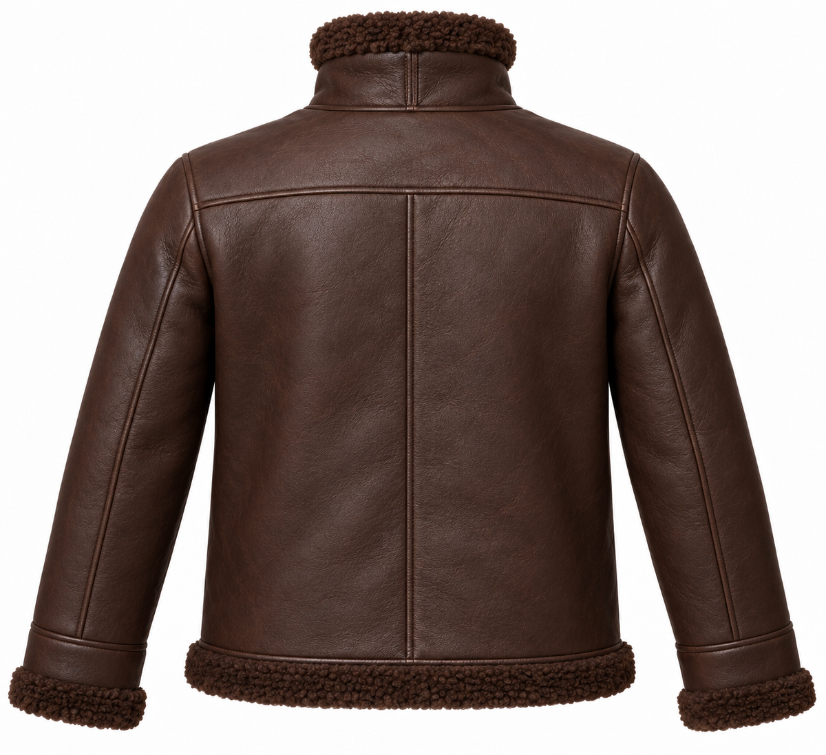 Men’s Brown Sheepskin Shearling Slanted-Welt Buckle-Collar Pilot Jacket — SH031