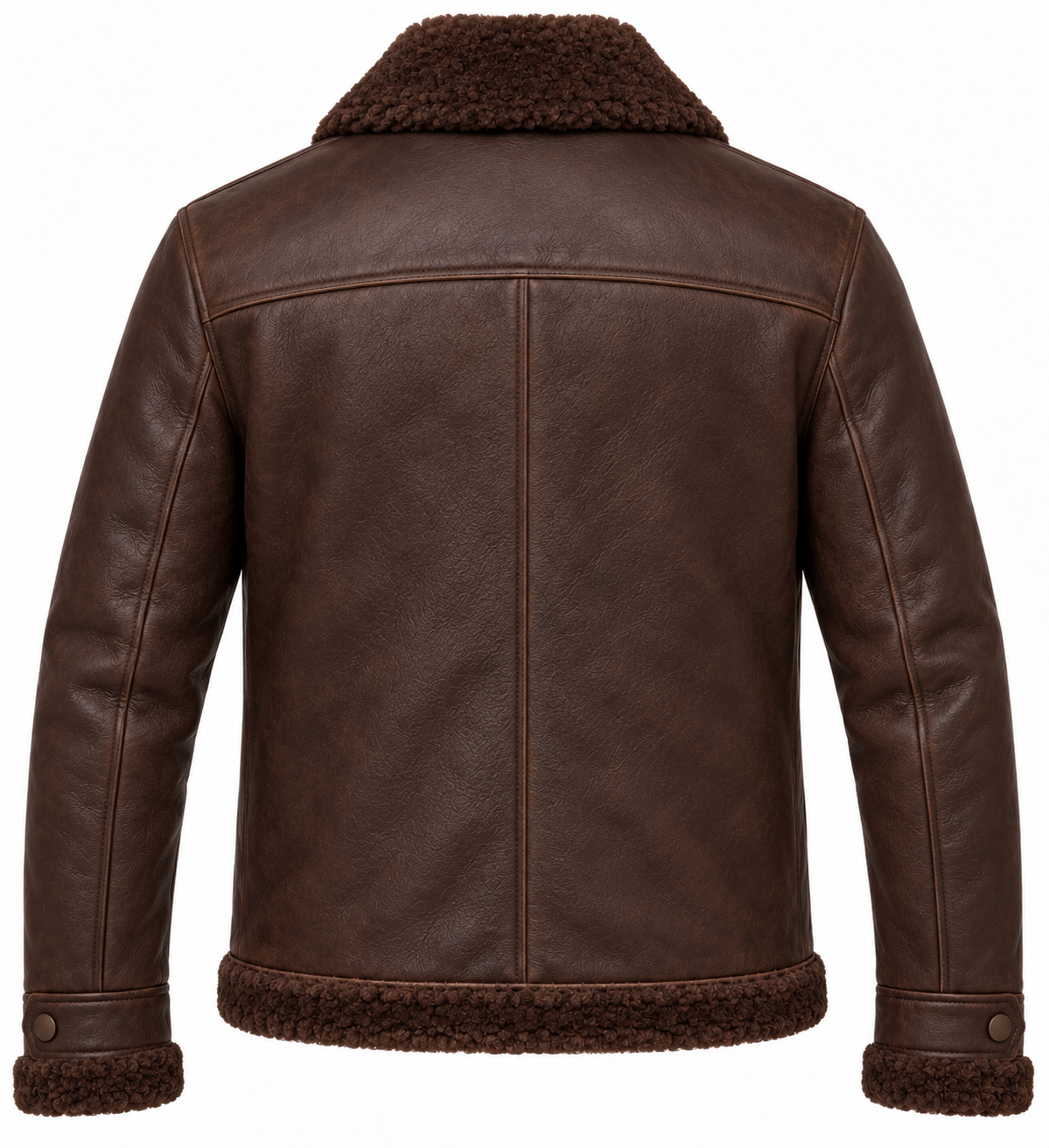 Men’s Brown Sheepskin Shearling Twin-Zip Trucker Jacket — SH042