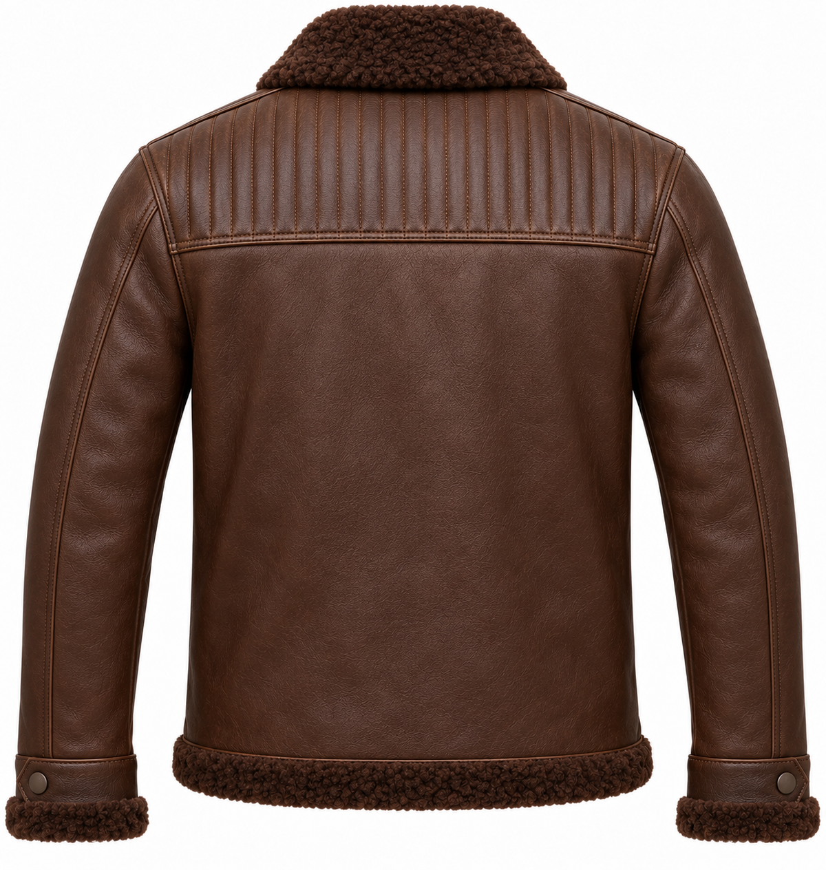Men’s Brown Sheepskin Shearling Channel-Yoke Trucker Jacket — SH047