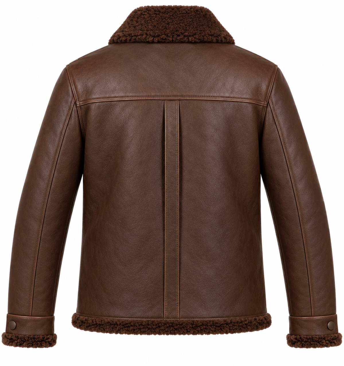 Men’s Brown Sheepskin Shearling Angular-Flap Trucker Jacket — SH049