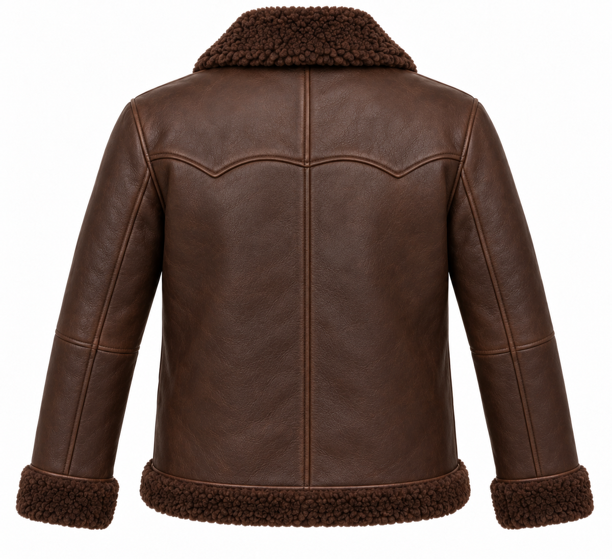 Men’s Brown Sheepskin Shearling Slanted-Welt Ranch Zip Jacket — SH051