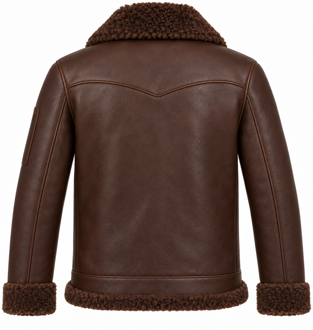 Men’s Brown Sheepskin Shearling Utility-Zip Ranch Zip Jacket — SH056
