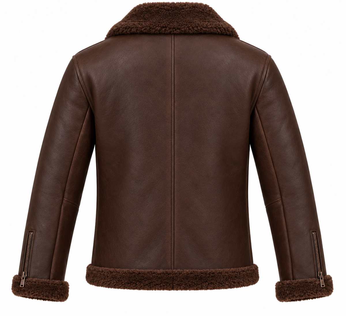 Men’s Brown Sheepskin Shearling Twin-Zip Moto Jacket — SH062