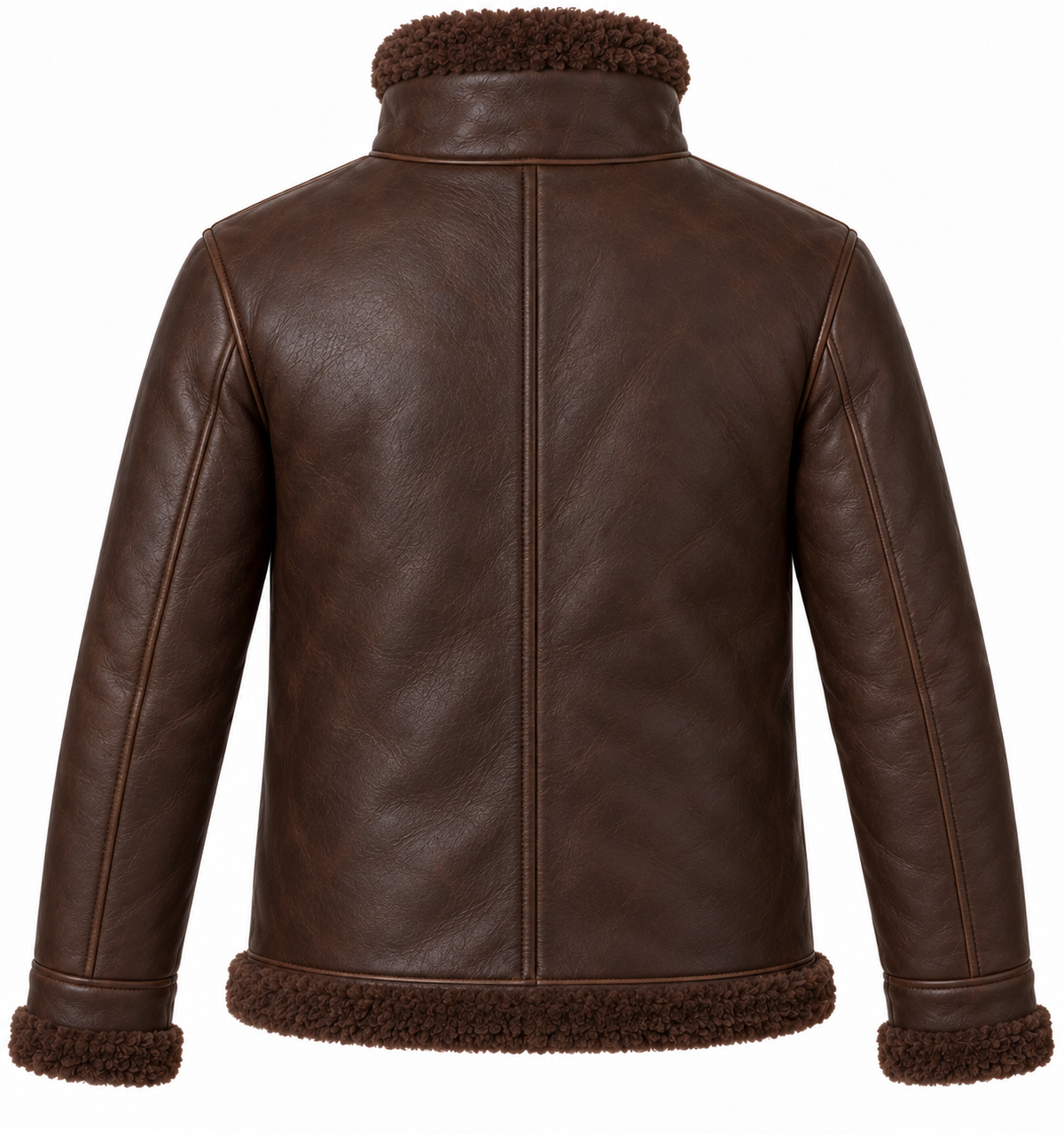 Men’s Brown Sheepskin Shearling Twin-Zip Storm-Collar Flight Jacket — SH072