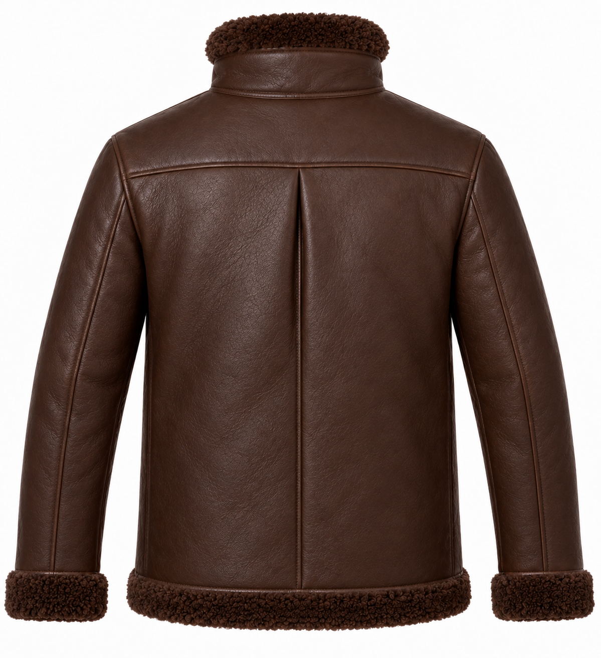 Men’s Brown Sheepskin Shearling Angular-Flap Storm-Collar Flight Jacket — SH079