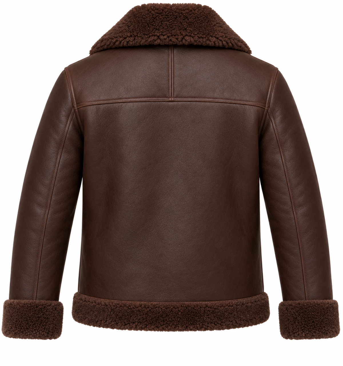 Men’s Brown Sheepskin Shearling Slanted-Welt Shawl-Collar Jacket — SH081