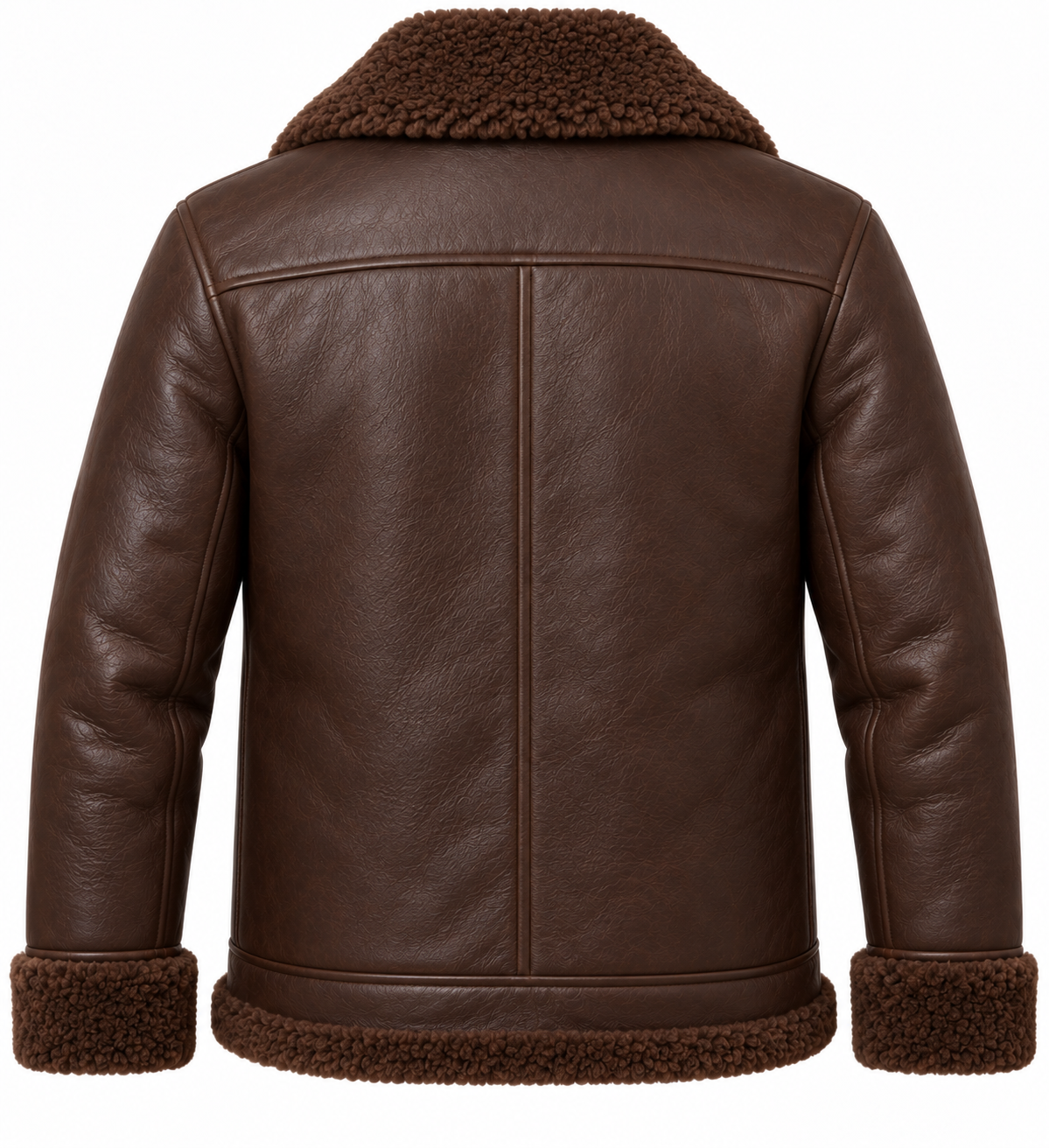 Men’s Brown Sheepskin Shearling Patch-Pocket Shawl-Collar Jacket — SH084