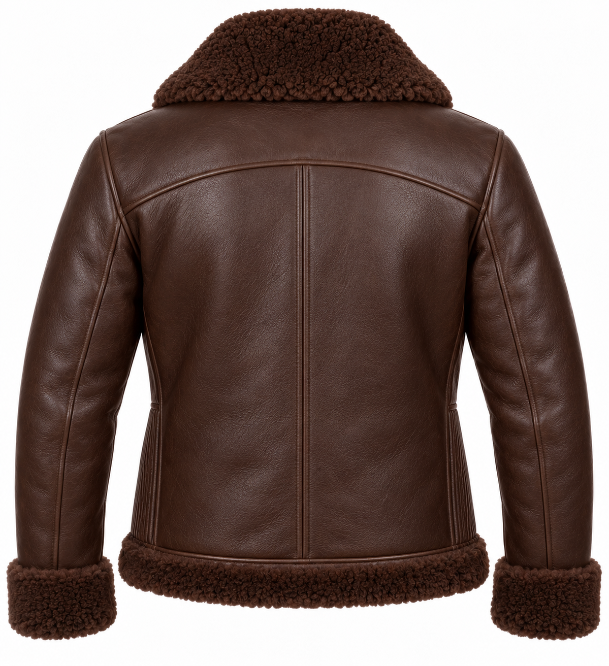 Men’s Brown Sheepskin Shearling Accordion-Side Shawl-Collar Jacket — SH090