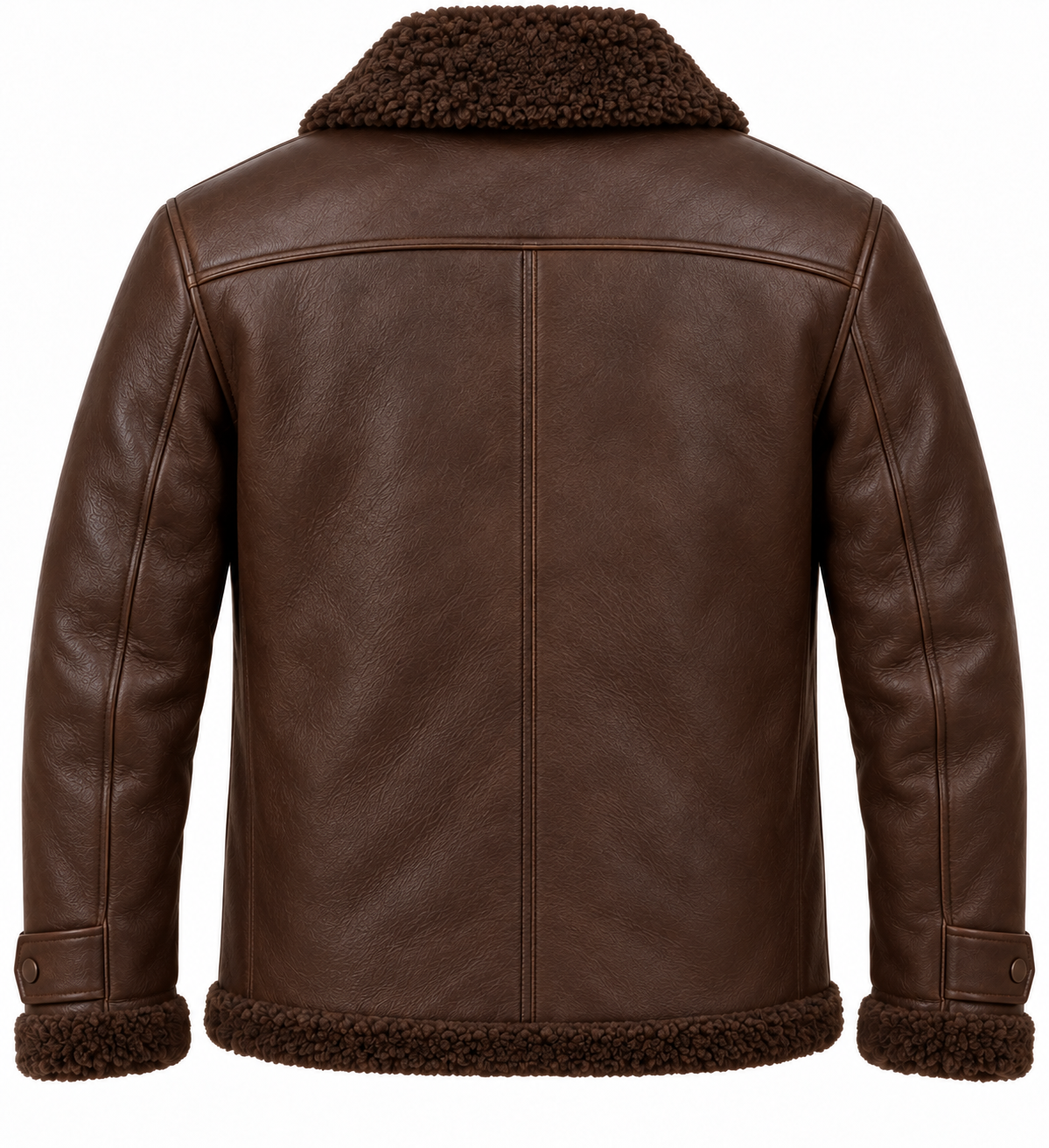 Men’s Brown Sheepskin Shearling Slanted-Welt Field Jacket — SH091