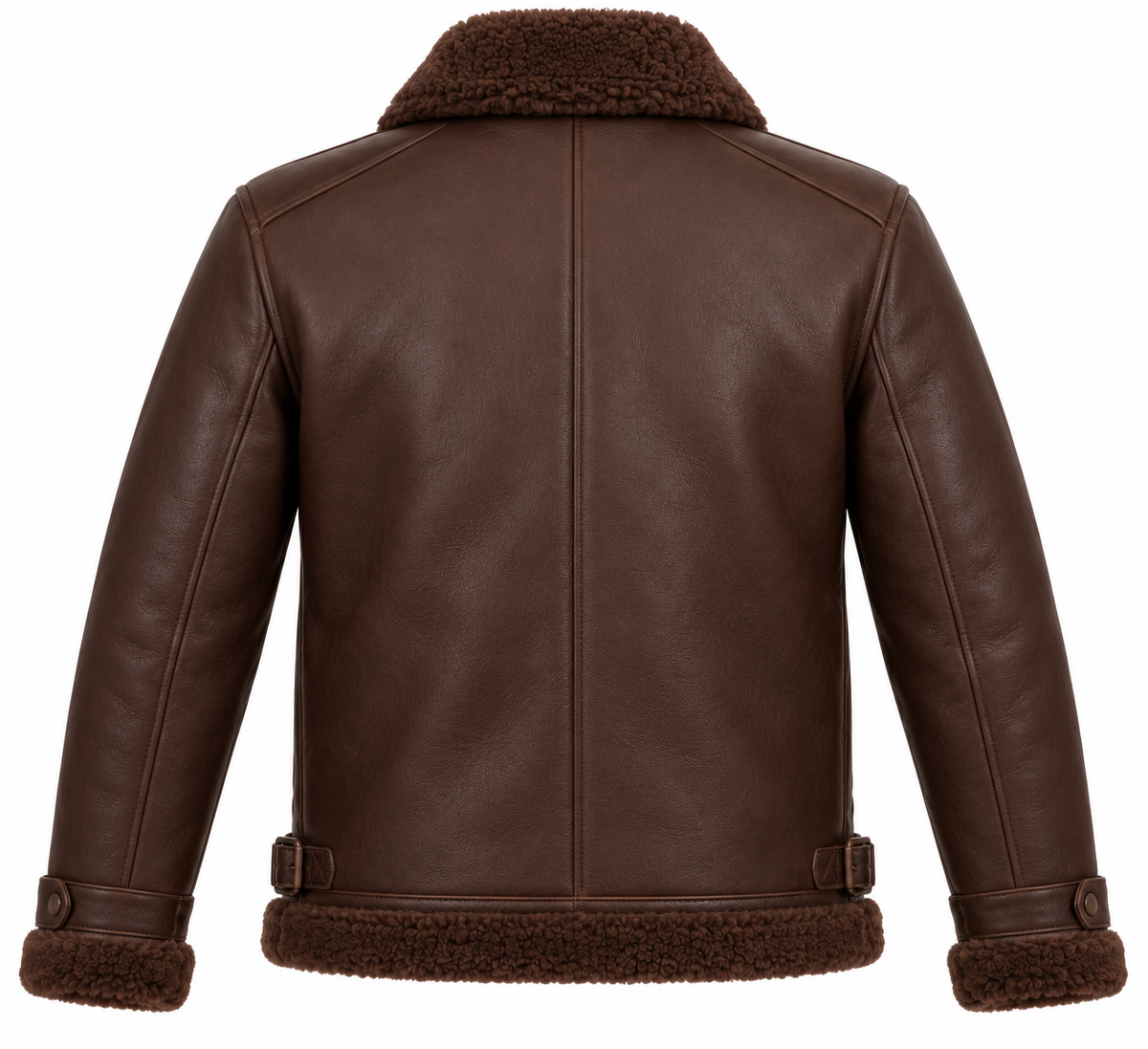 Men’s Brown Sheepskin Shearling Buckle-Waist Field Jacket — SH093